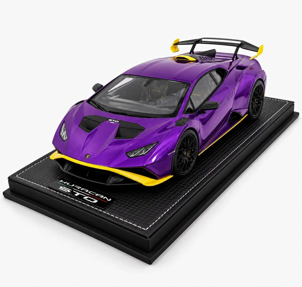 MR Collection Models 1:18 Lamborghini Huracán STO Purple/Yellow Case