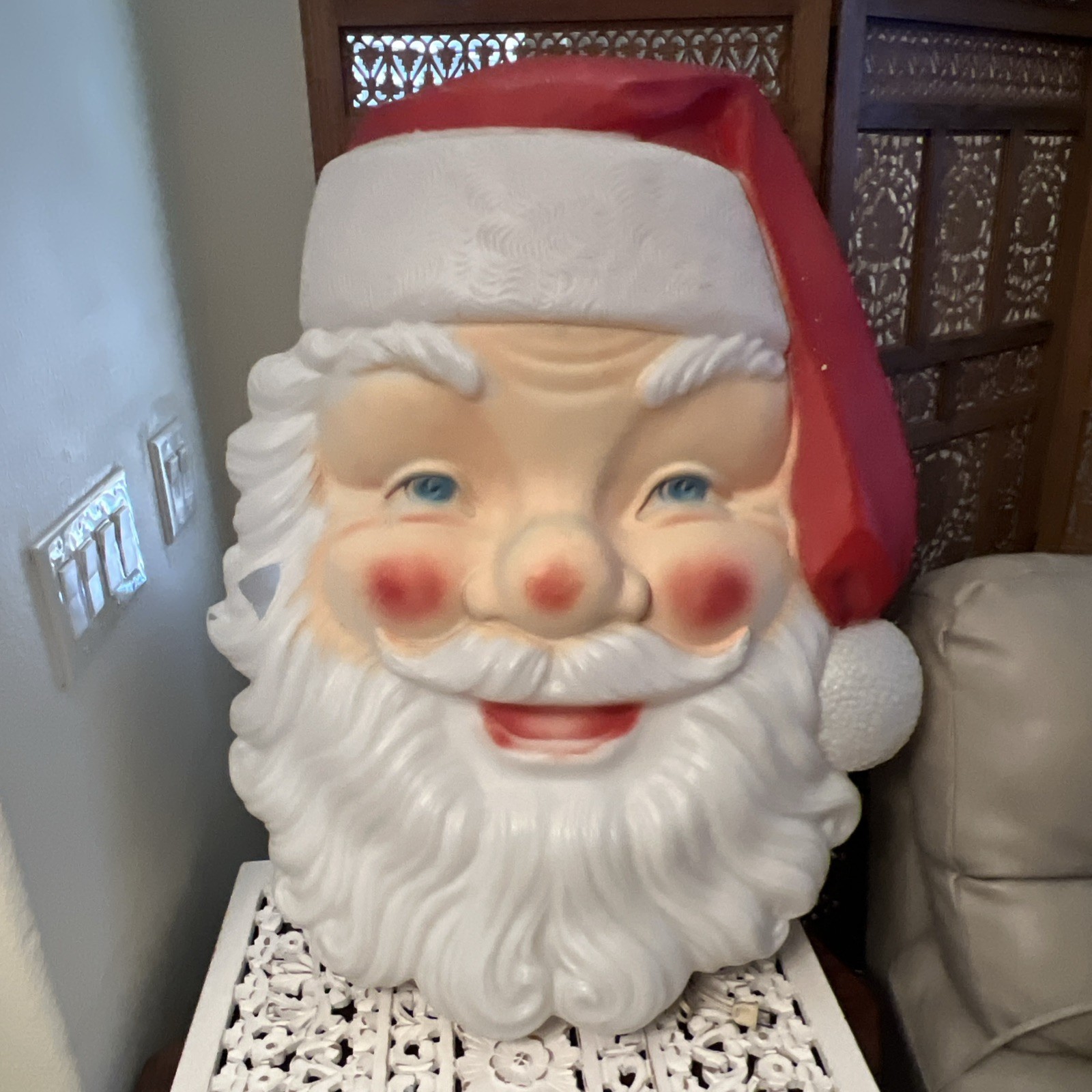 Vintage Empire Blow Mold Jumbo Illuminated 36 inch Giant Christmas Santa Face