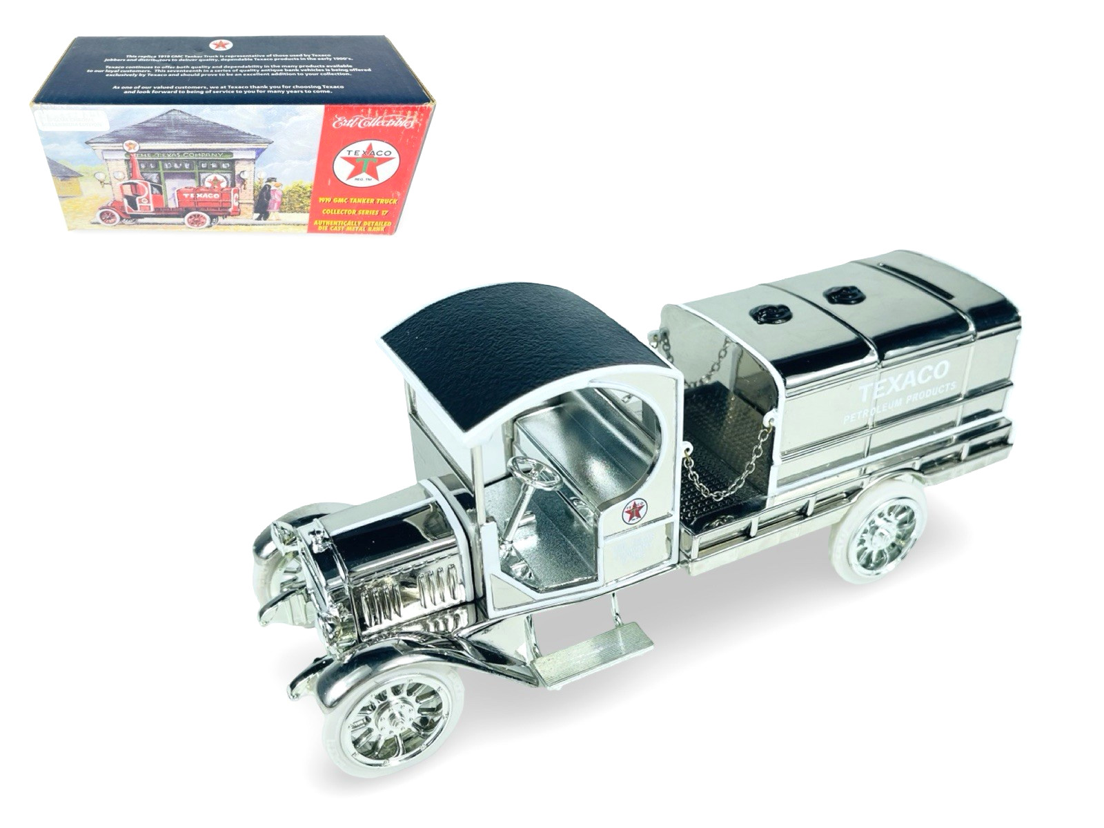 #19812 Ertl 1/25 Diecast Chrome TEXACO 1919 GMC Tanker Truck w/Box