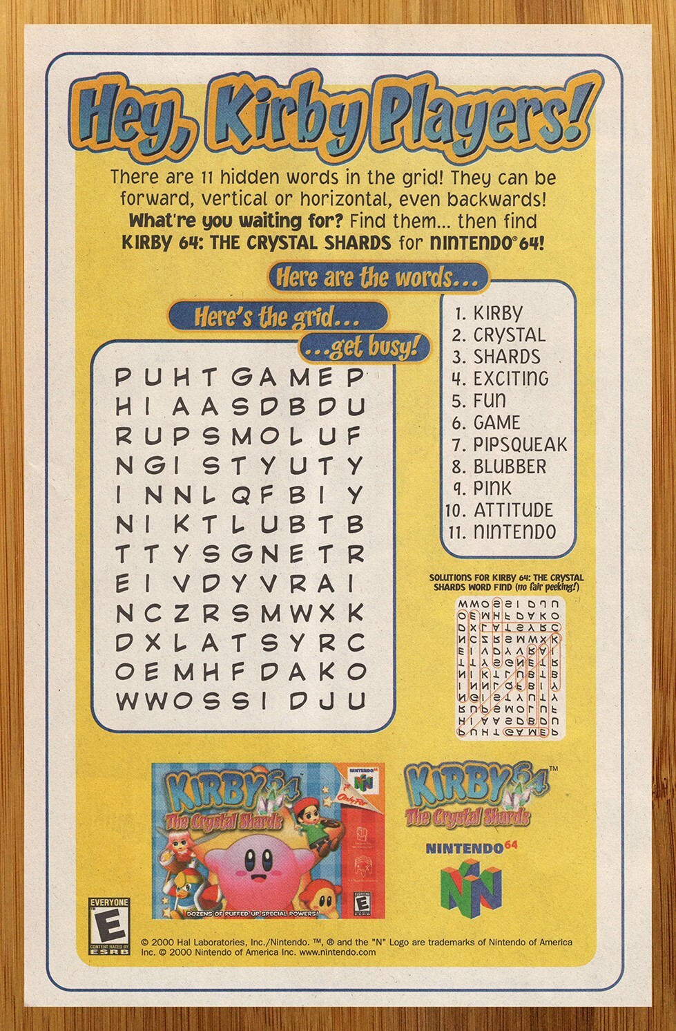 2000 Kirby 64 The Crystal Shards N64 Print Ad/Poster Authentic Video Game Art