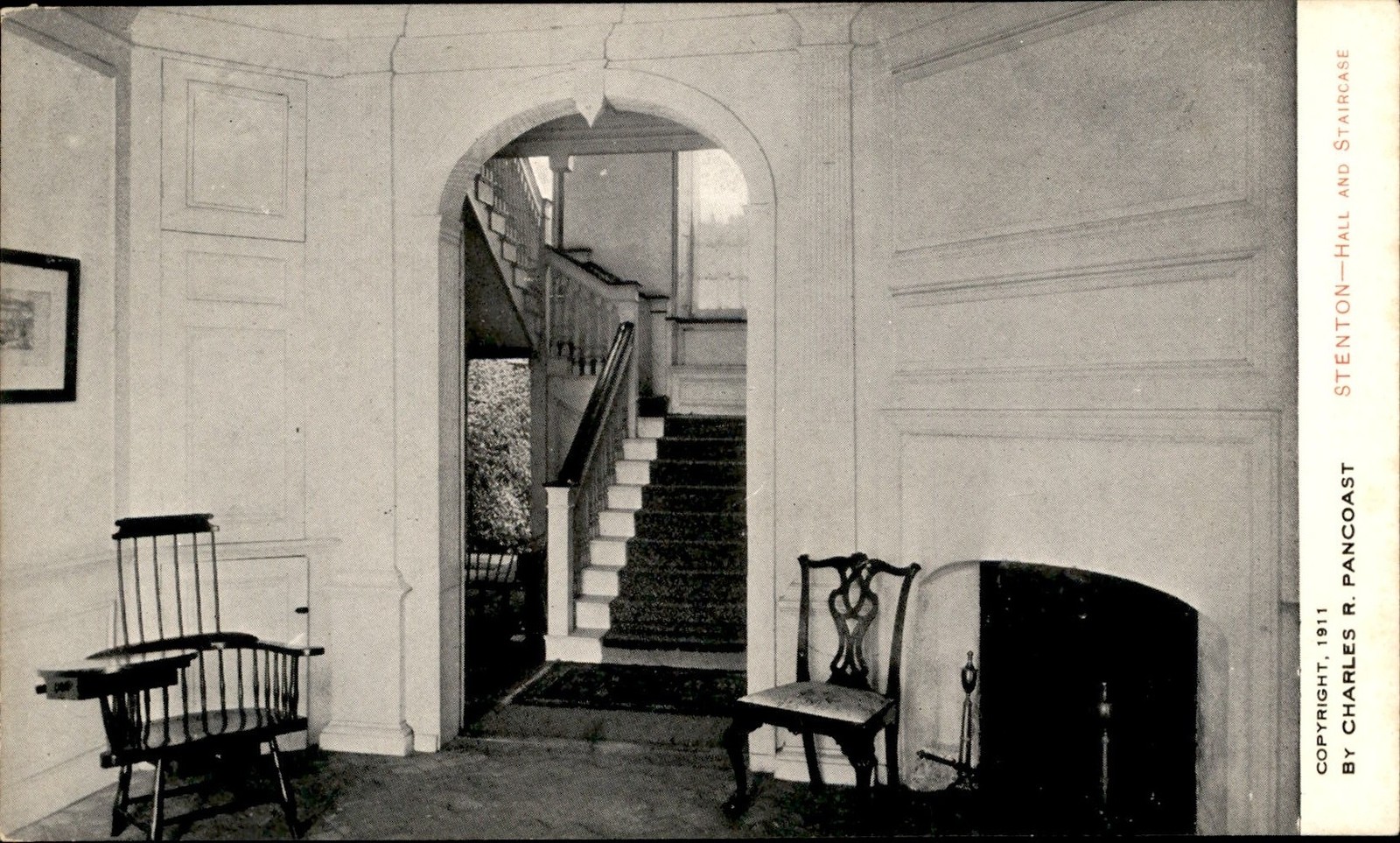 Stenton Hall and Staircase, 1911 Postcard