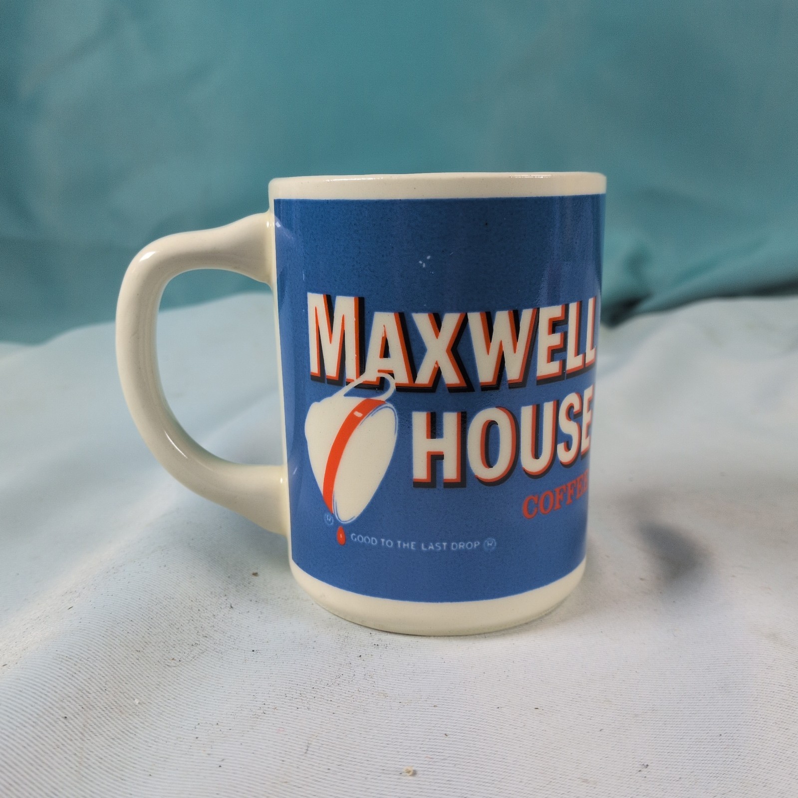 VTG Maxwell House Coffee Mug Good To The Last Drop Blue General Foods
