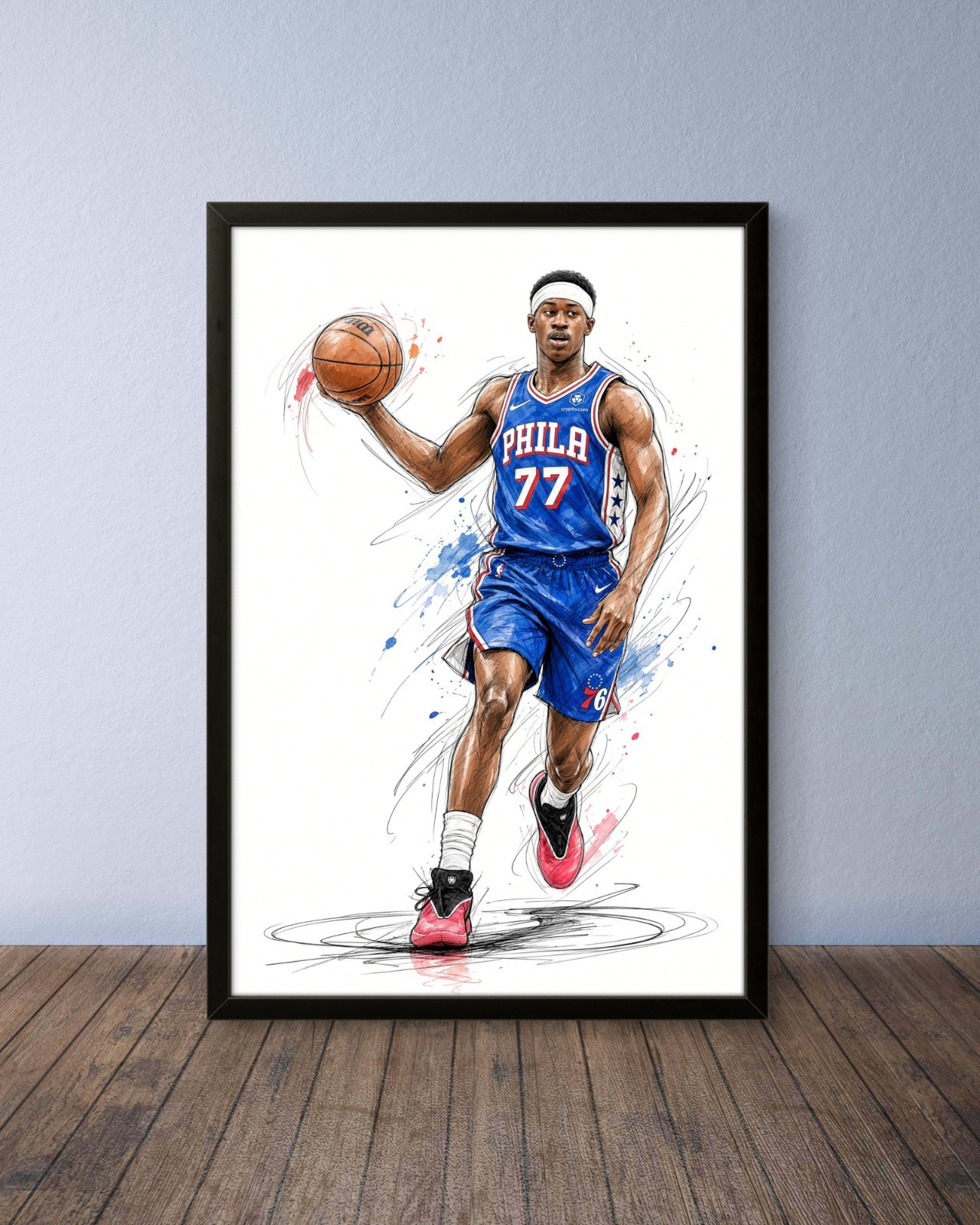 VJ Edgecombe Sixers Basketball Poster Art Print Picture Wall Art Print