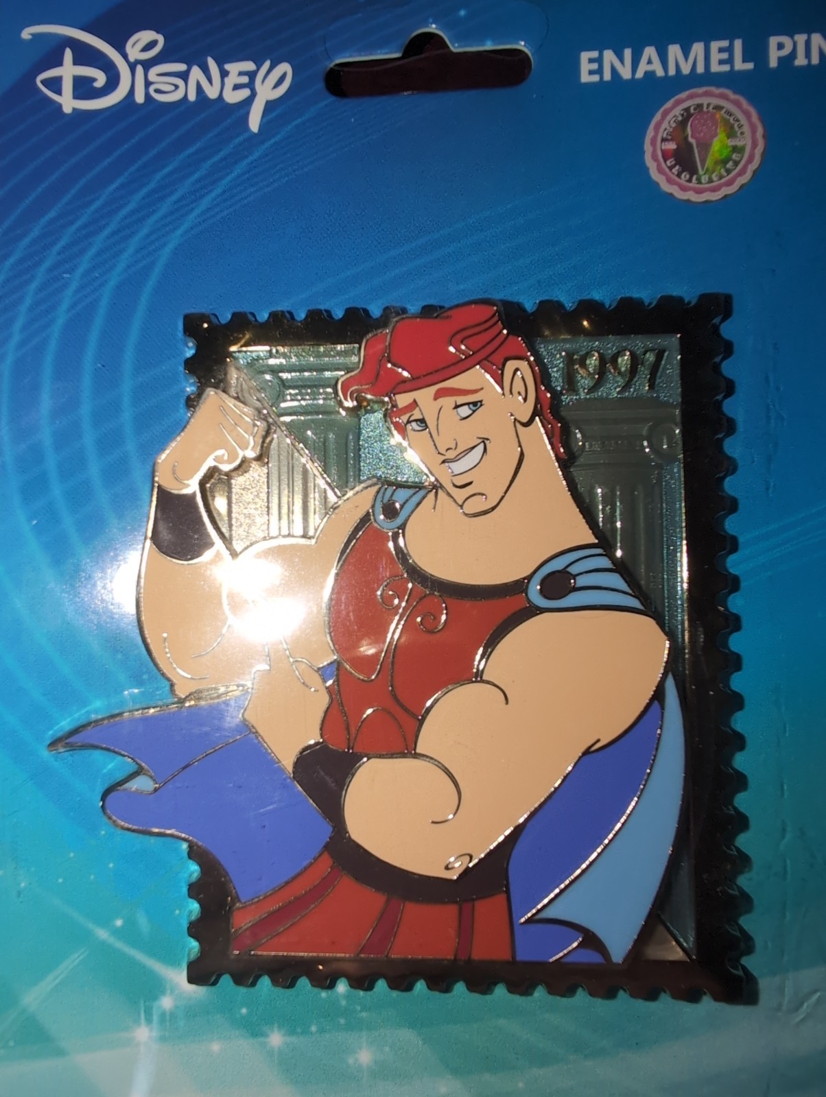 NEW - HERCULES DISNEY ROYAL STAMP PIN - PINK A LA MODE/PALM - EDITION SIZE 400