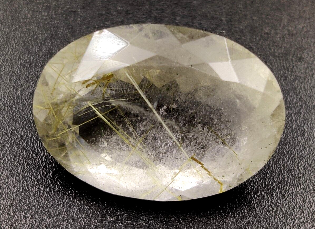 10.70 Ct Rutilated Quart Natural Gemstone Faceted Cut H-145