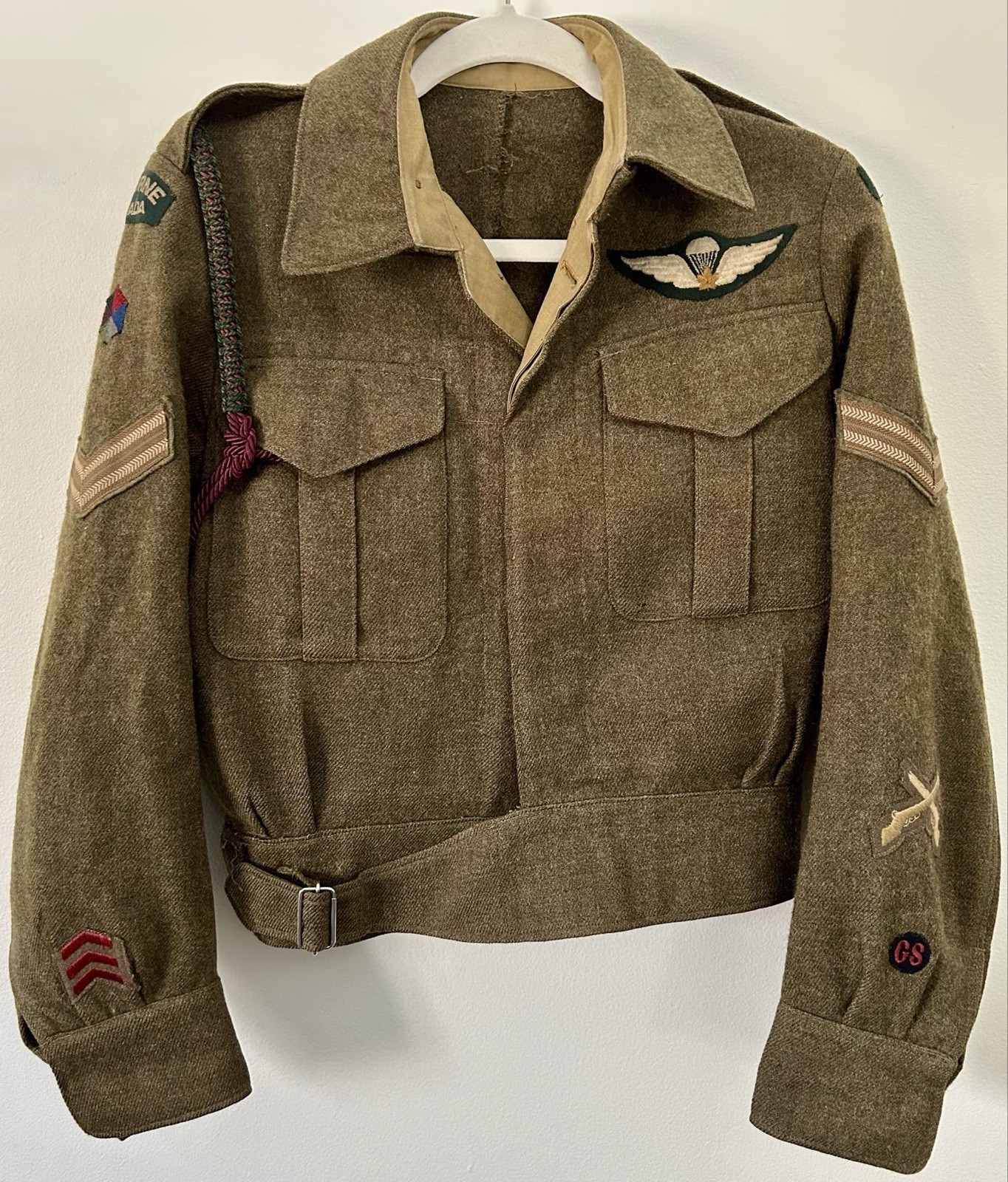 Original 1 Can Para Ww2 Canadian Airborne Battle Dress Jacket. A35 Instructor