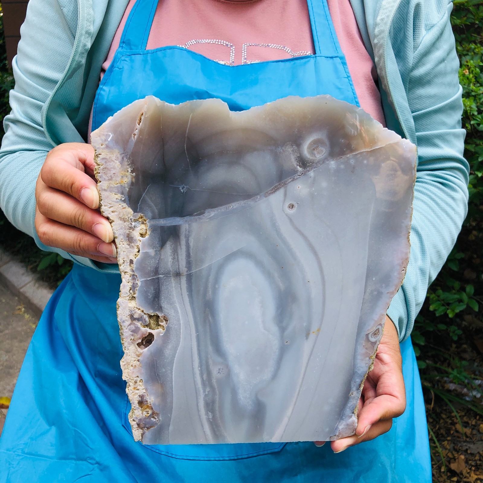 5.06LB Natural agate striped slice crystal hand-cut raw mineral specimen 859