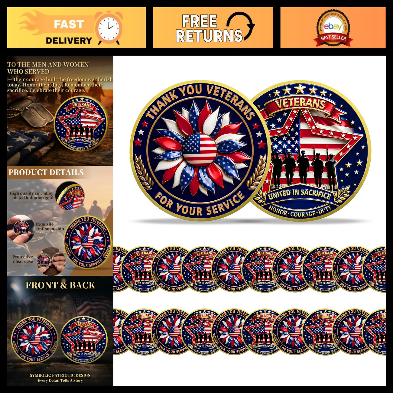 20 Pcs Military Challenge Coins - Double-Sided Tribute Gifts for Veterans, Army,
