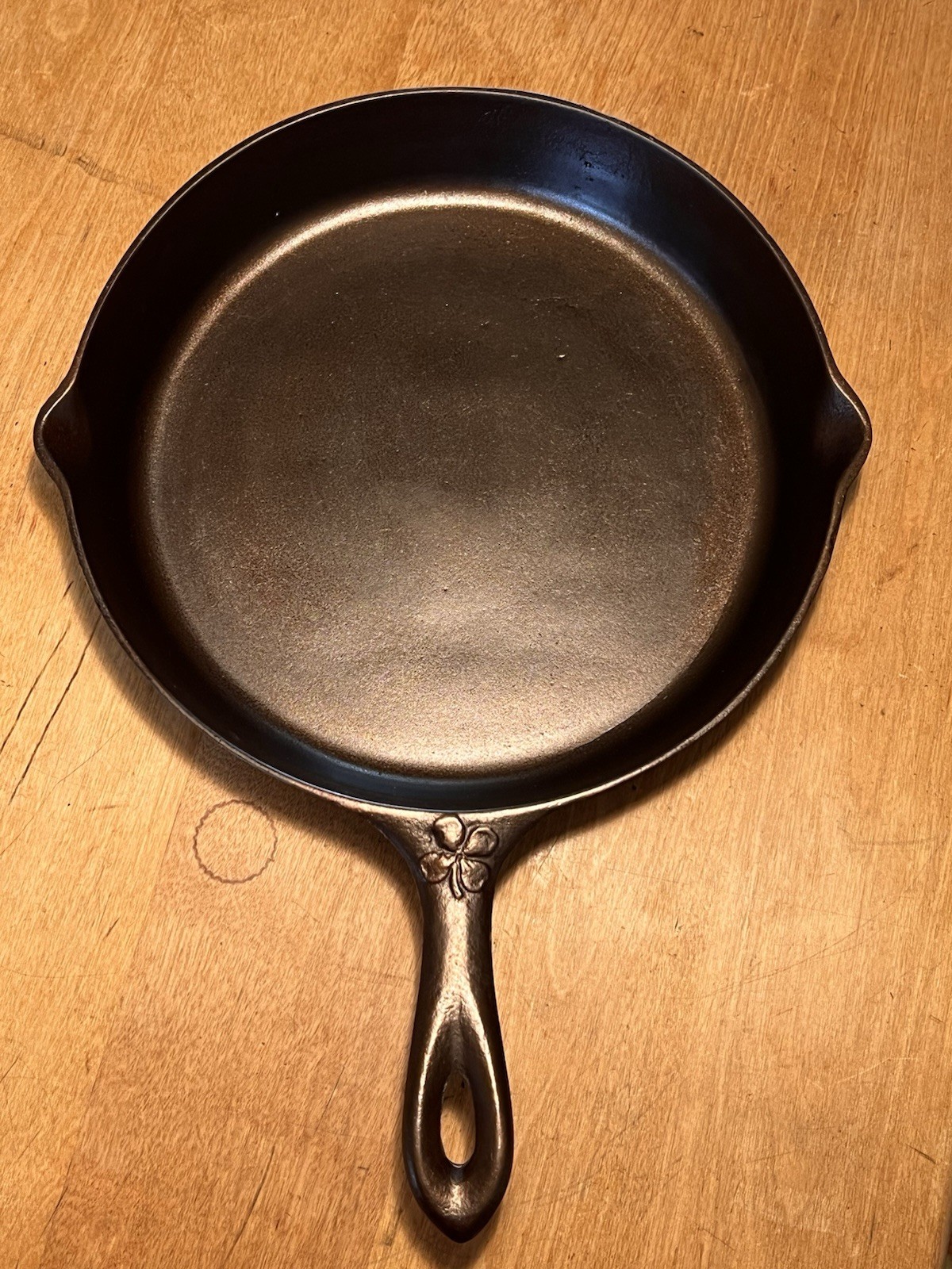 RARE Portland Stove Foundry Co. #8 Cast Iron Skillet Clover Logo Restored & Flat
