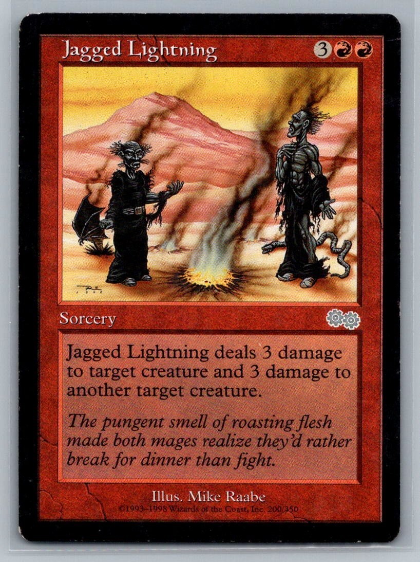 Jagged Lightning, 200/350, Urza's Saga, Uncommon, MTG Game