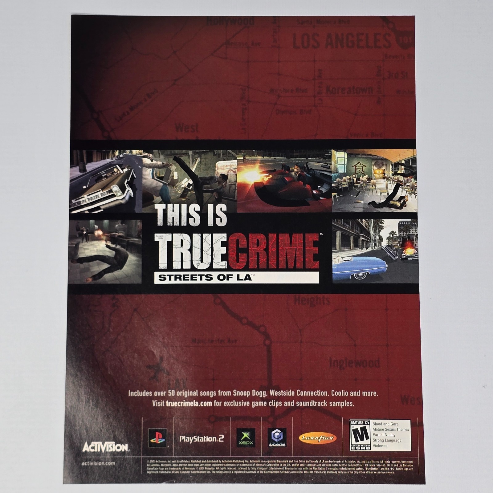 True Crime Streets Of LA PlayStation 2 PS2 Xbox GameCube This is Print Ad/Poster