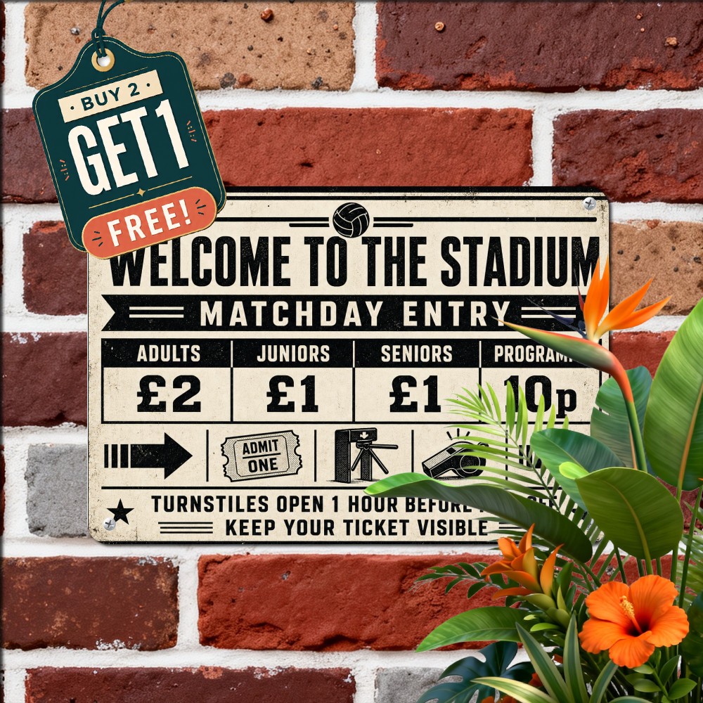 Highbury Football Stadium Entrance Sign Retro Soccer Field Lounge Metal Plaque