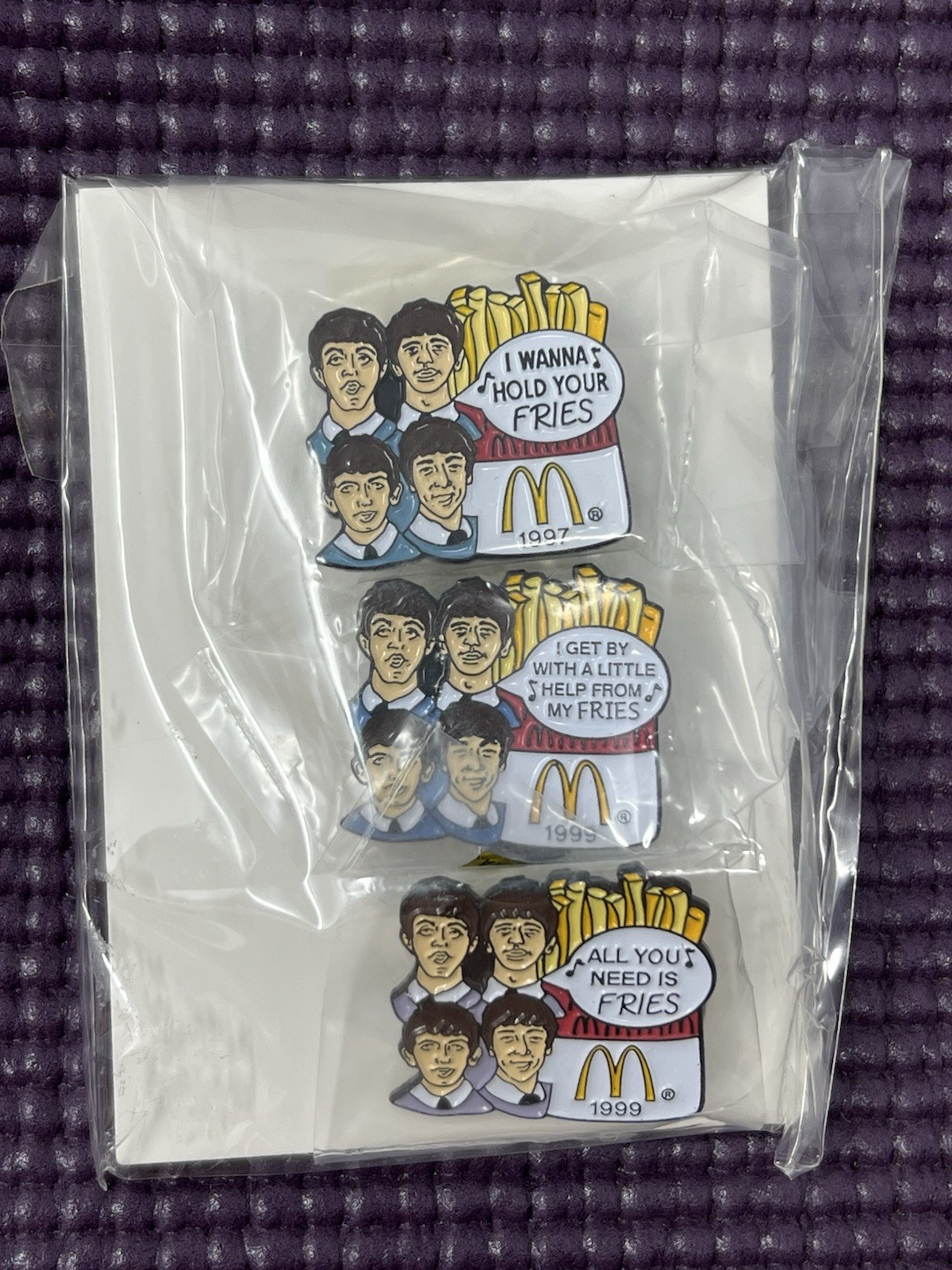 Rare McDonalds Pin Set  1997-99 THE BEATLES - I Wanna Hold Your Fries - European