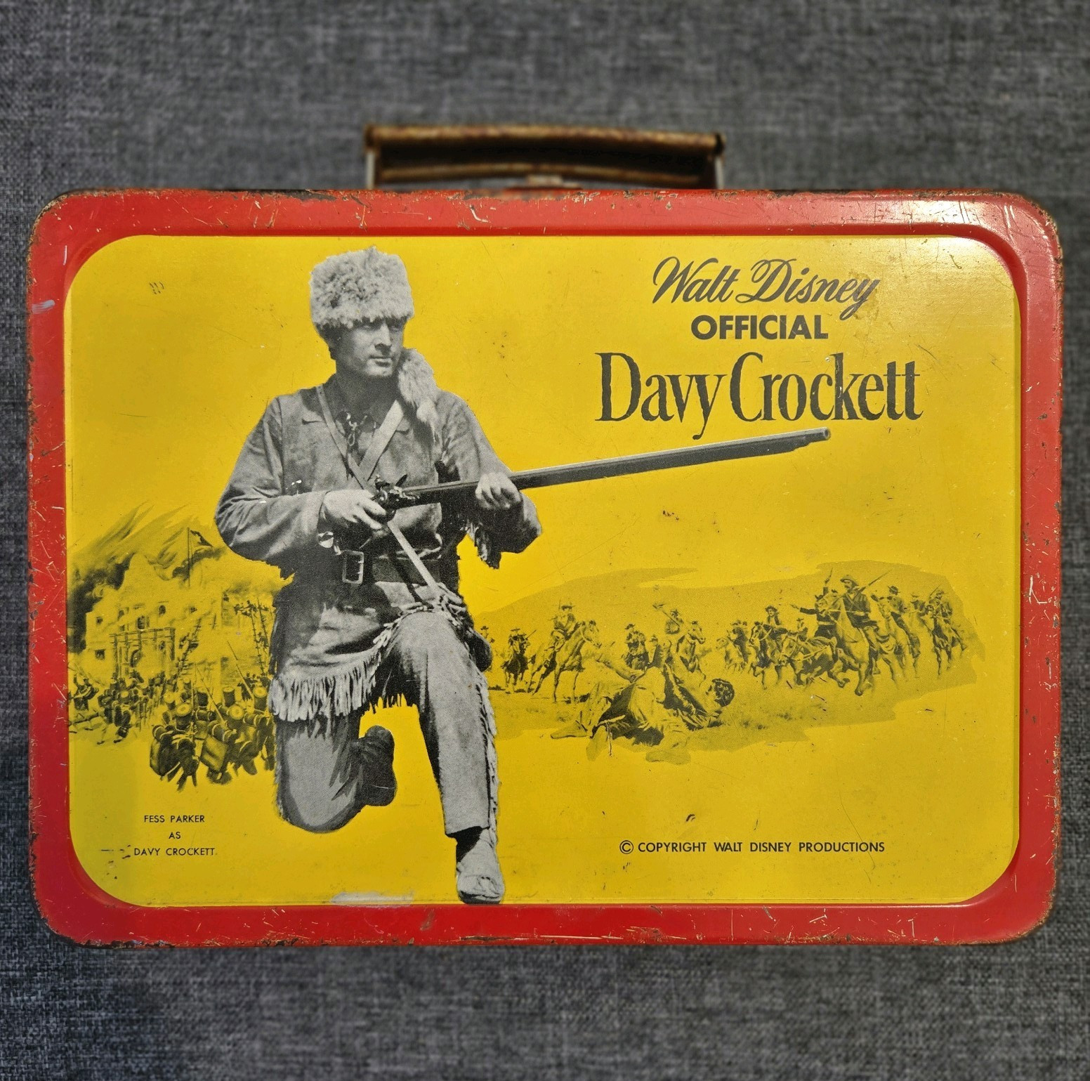VTG 1955 Davy Crockett Metal Lunchbox Rare Canadian Kruger Mfg Toronto Disney
