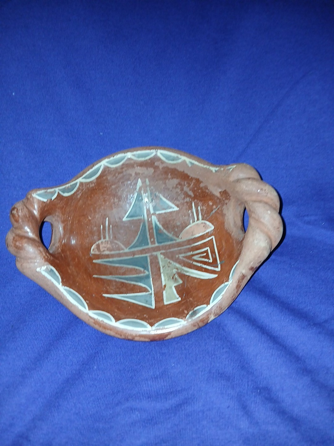 Vintage Christina Naranjo Santa Clara Red wear Ashtray Sighned 7\'
