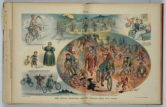 Puck Bicycle Mania Cartoon Witches Cupid Father Time 1897 Cycle Craze