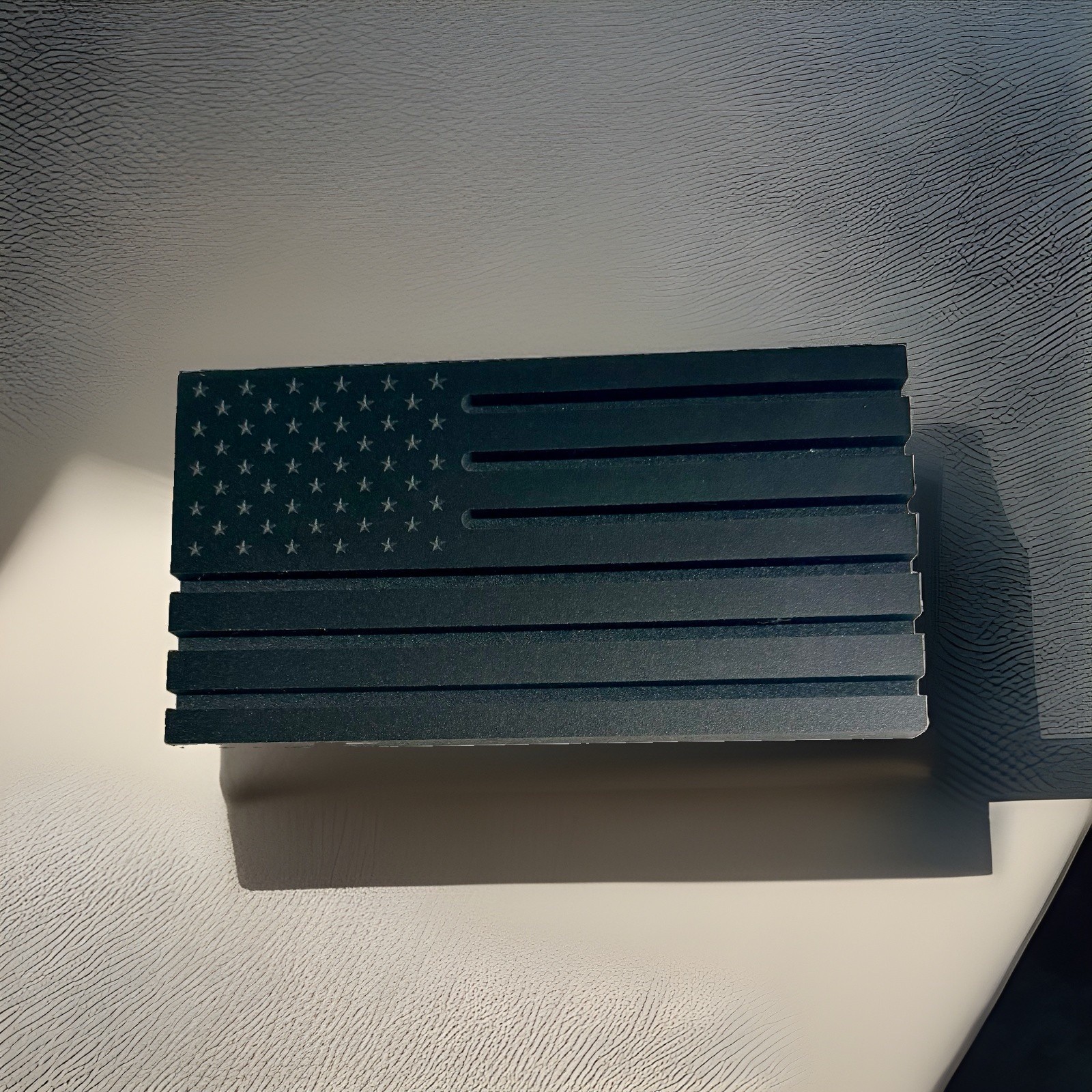Black Tactical Wooden American Flag Challenge Coin Display Holder 9x5 - 6 Rows