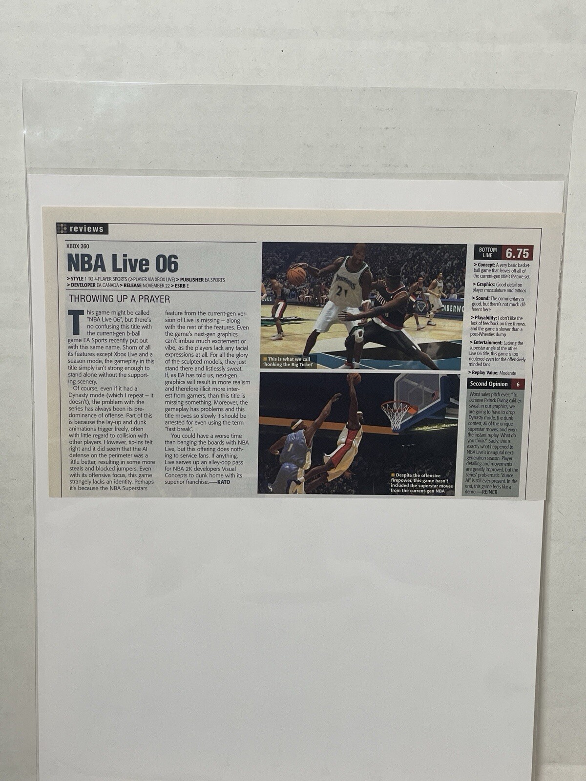 NBA Live 06 video game review magazine article print ad wall art Ephemera