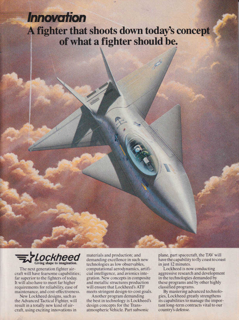 Innovation: Lockheed ATF Advanced Tactical Fighter ad 1985