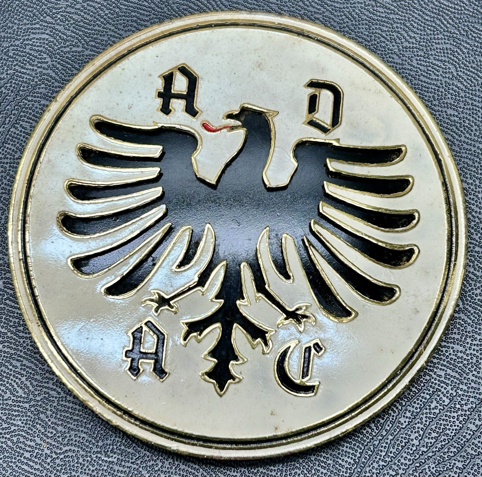 ADAC Authentic Metal German Enameled Car Grill Metal Badge Made In Spain