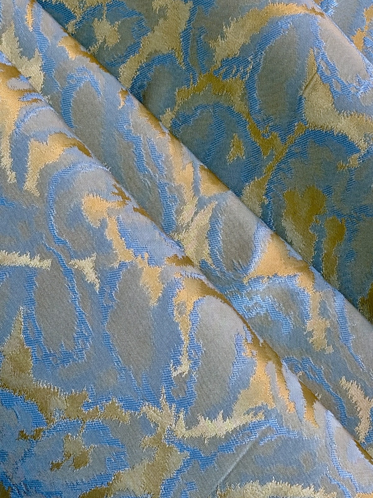 Robins Egg Blue & Gold 1940’s Hollywood Regency  Satin Brocade Vintage Fabric