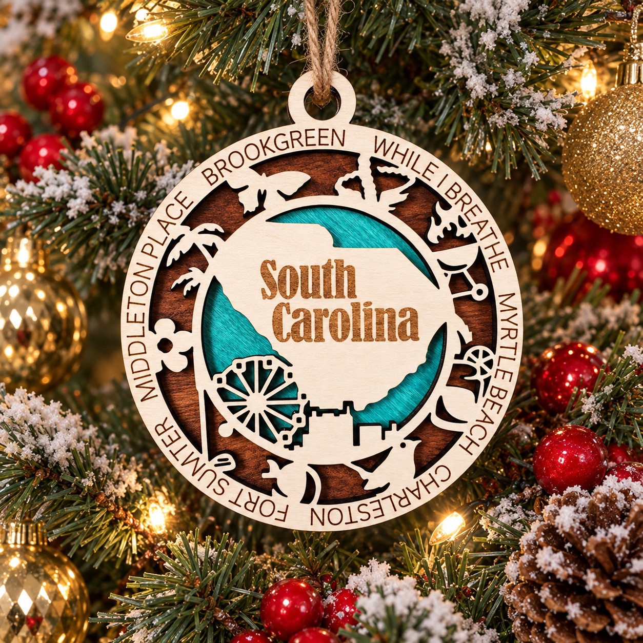 South Carolina Christmas Ornament 4.5\