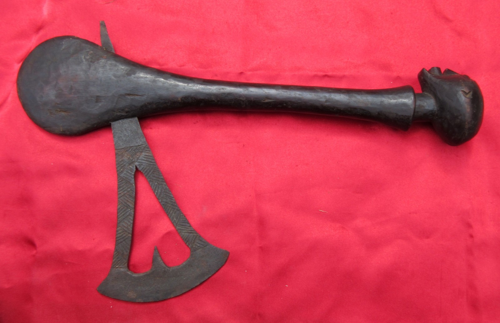 Antique African Songye Kifwebe Steel Axe Wood Handle Congo 16\