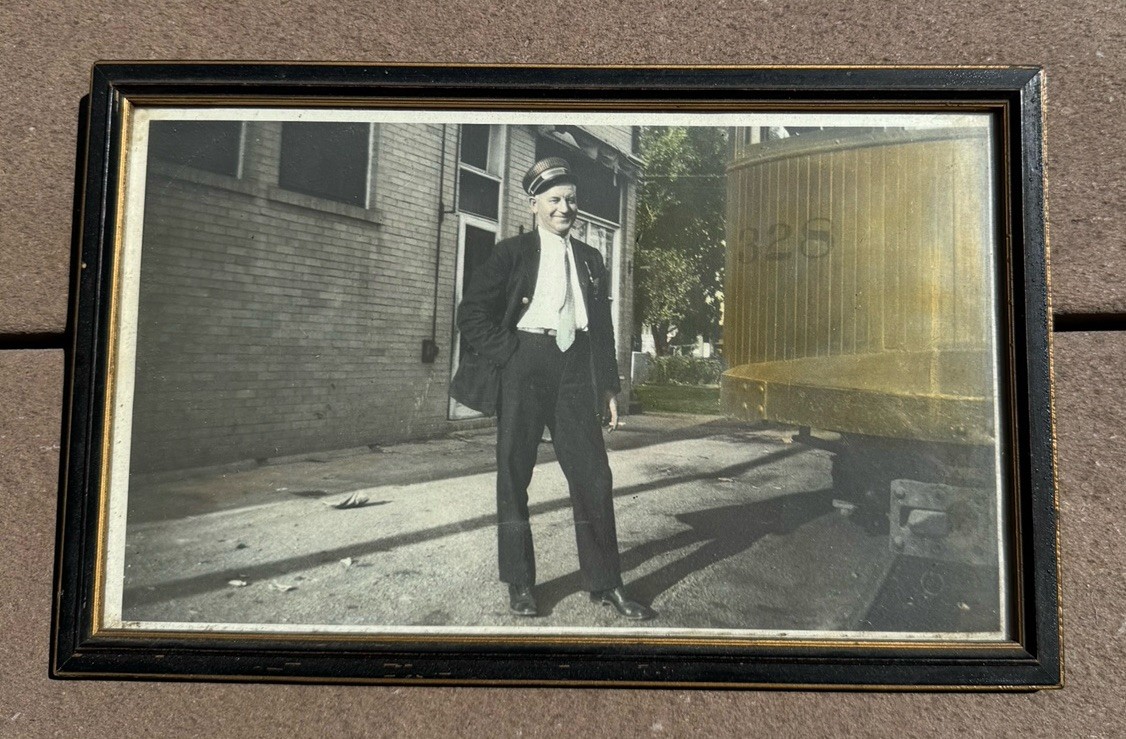 Vintage San Francisco Hand Tinted Street Car Conductor Photograph Picture