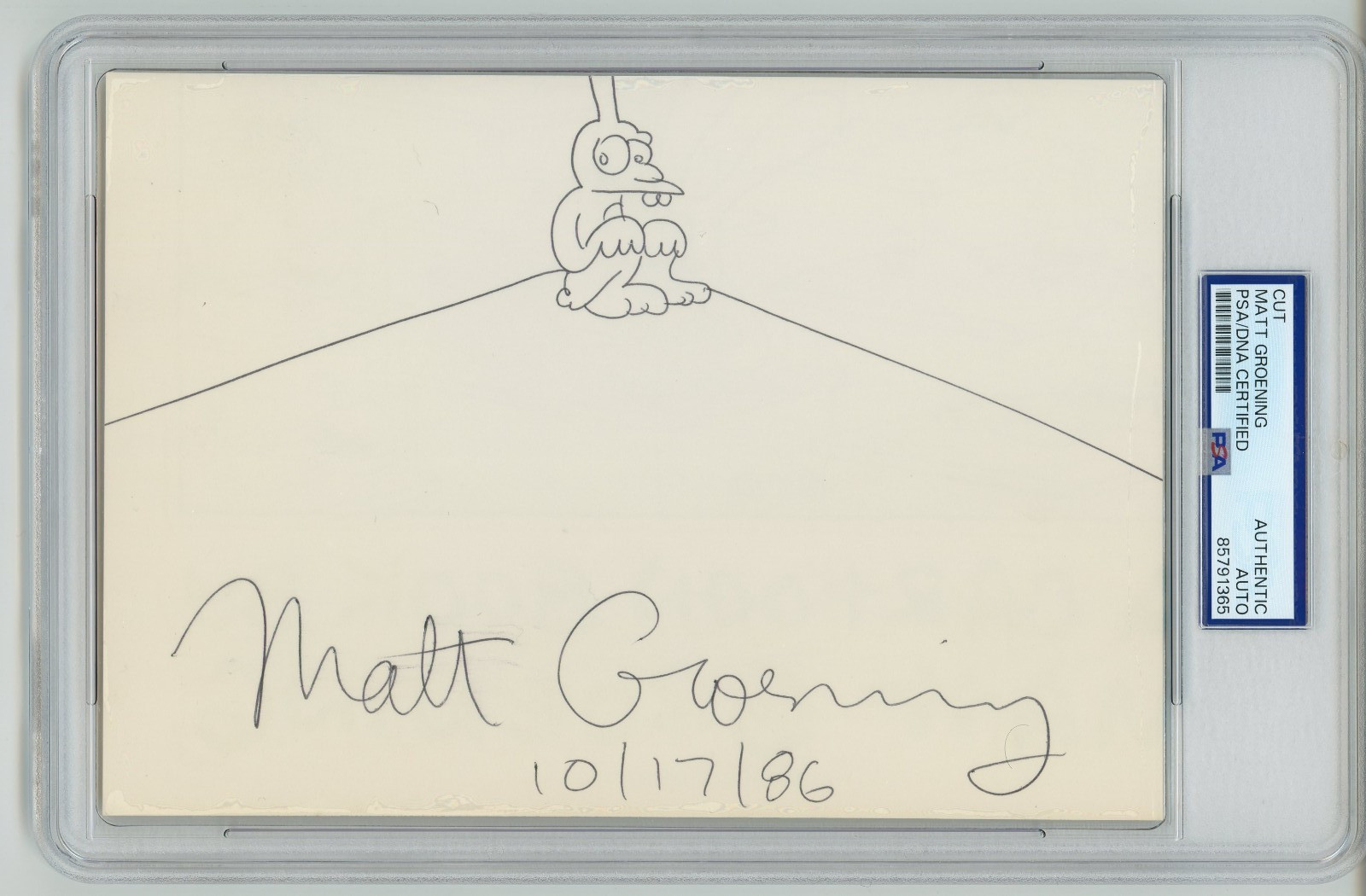 Matt Groening ~ Signed Hand Drawn 1986 Sketch ~ PSA DNA Encased