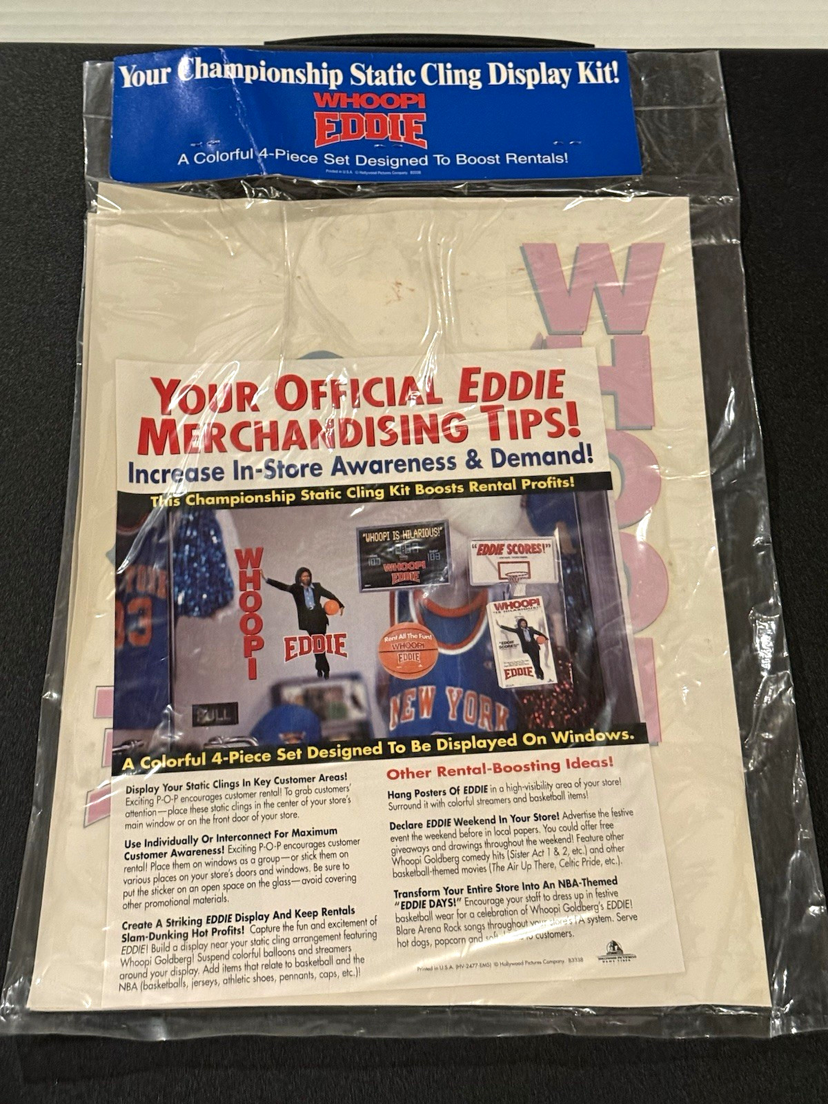 Whoopi Goldberg Eddie Static Cling Display Kit 4-Piece 1996 Video Store 90s NOS