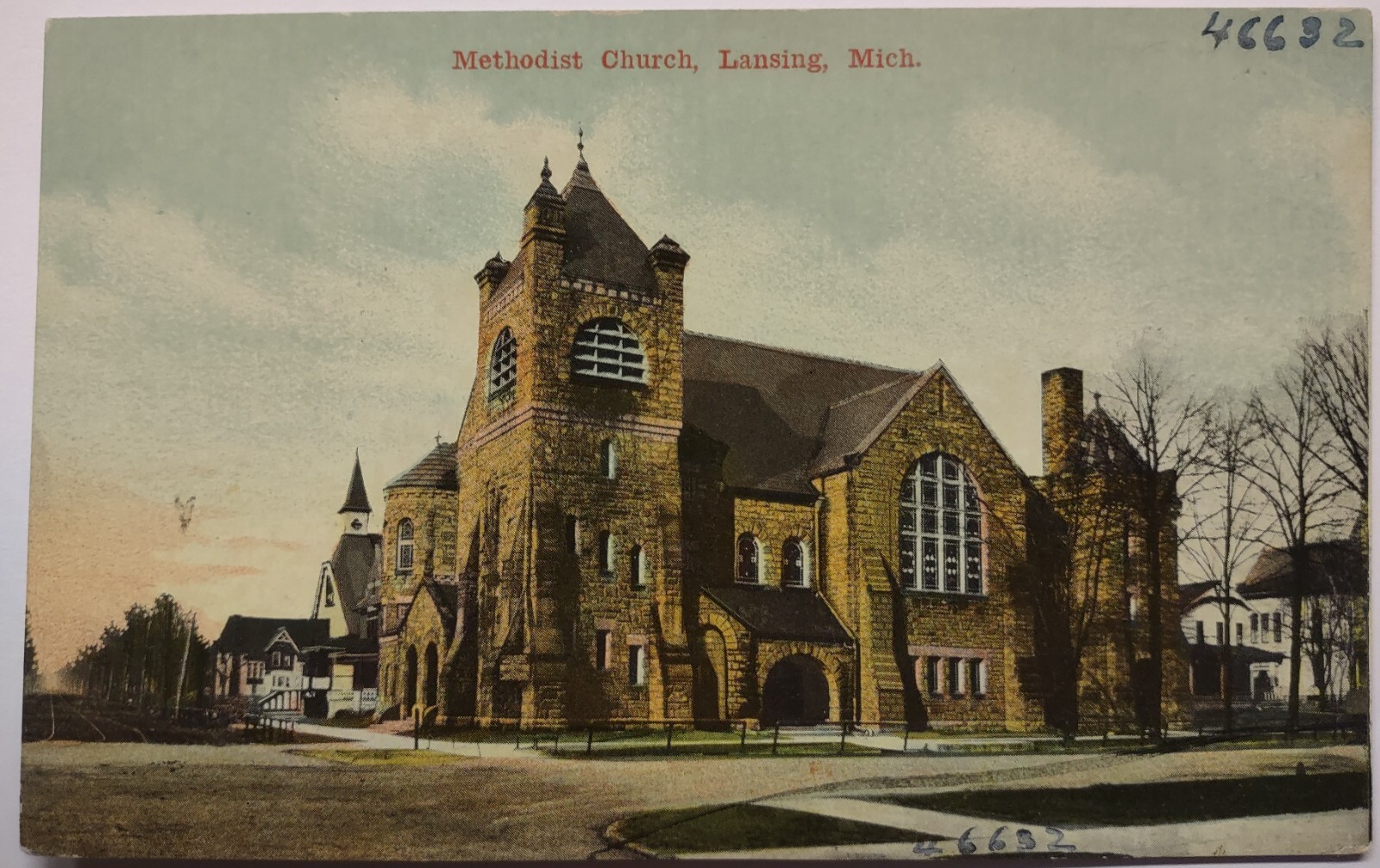 Vintage Methodist Church Lansing Michigan Divided Back Postcard