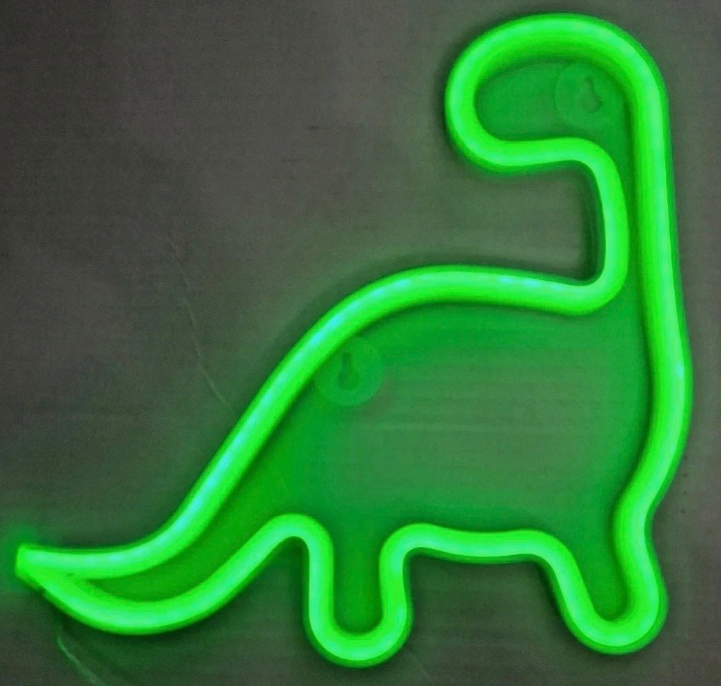 Dinosaur Neon style Sign Led Light Wall Decoration Room Decor Super Cute Green