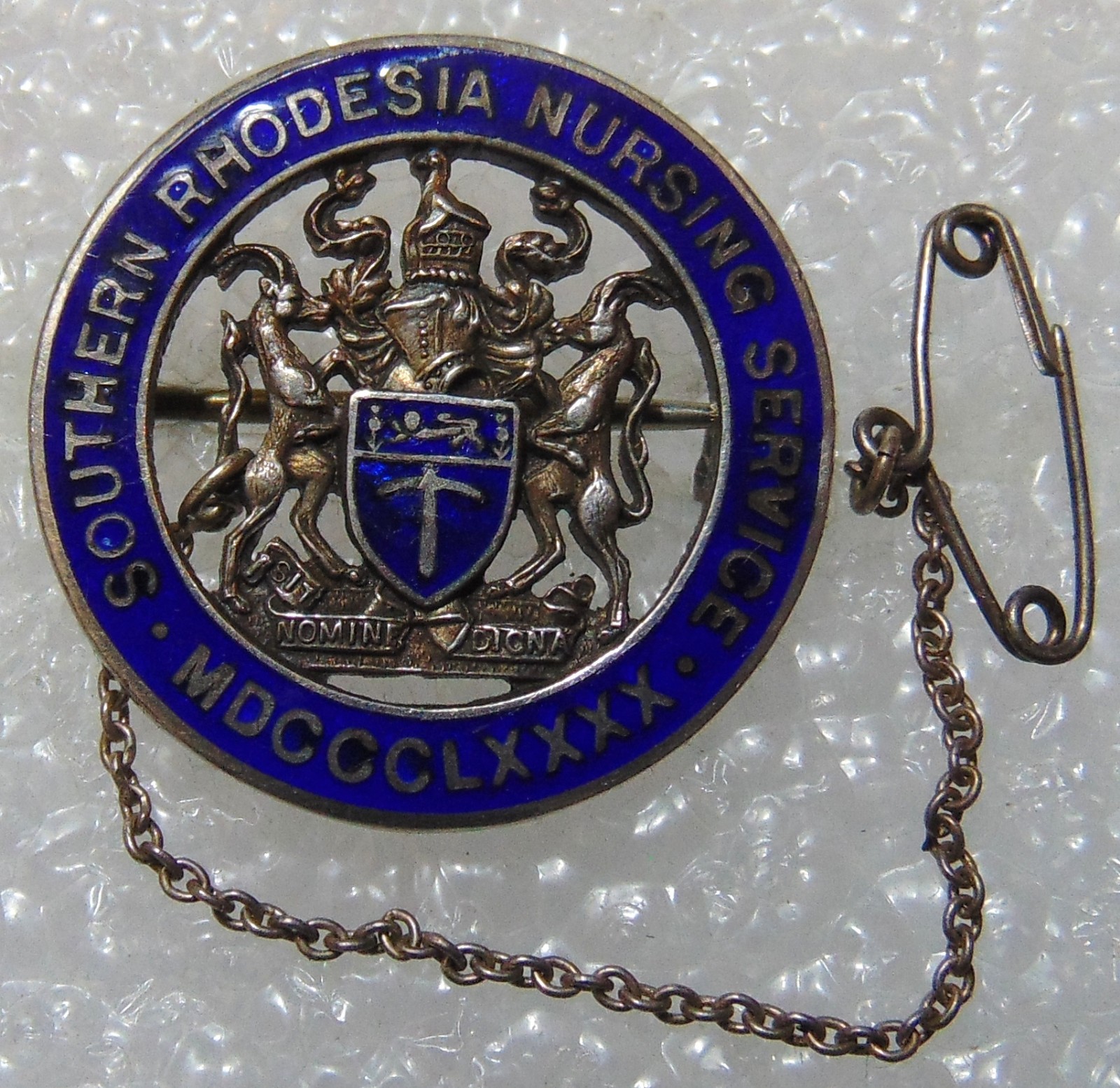 1933 Southern Rhodesia Nursing Service Hallmarked Silver Enamel Badge No21