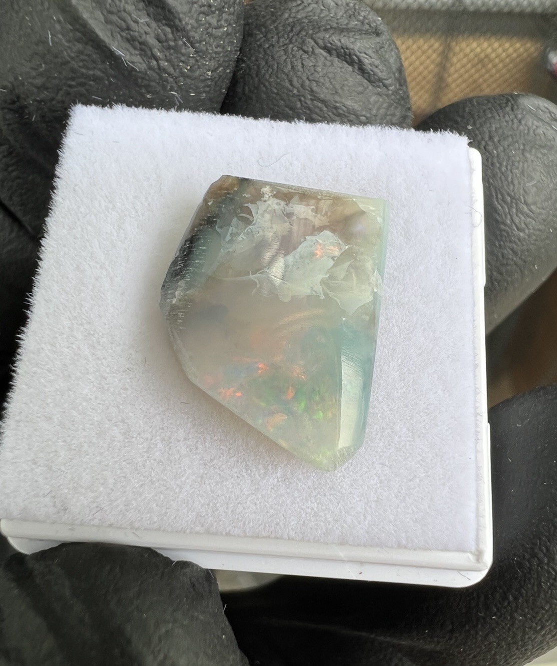 Rare Australian Opal, 5.45ct, Freeform Polished (slightly) Black Opal