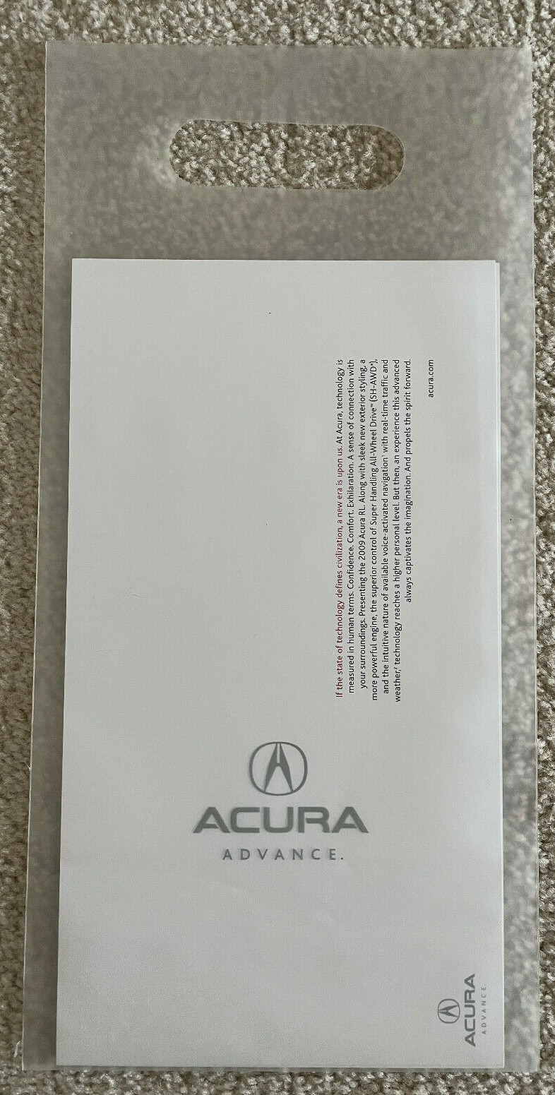 Acura RL 2009 Promo Print Set with Bag Advance 7 Pieces New 6.25\