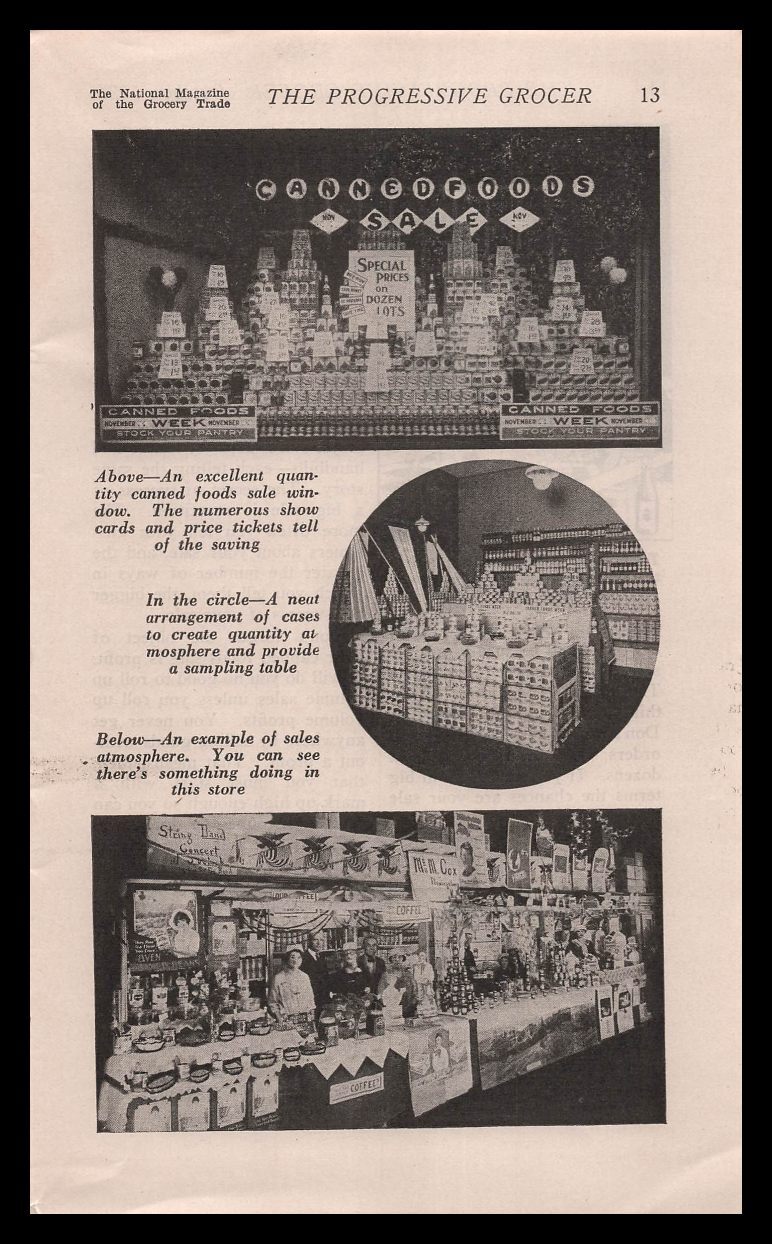 1926 Retail Grocery Store Canned Food Window Display Photos Vintage Print Ad