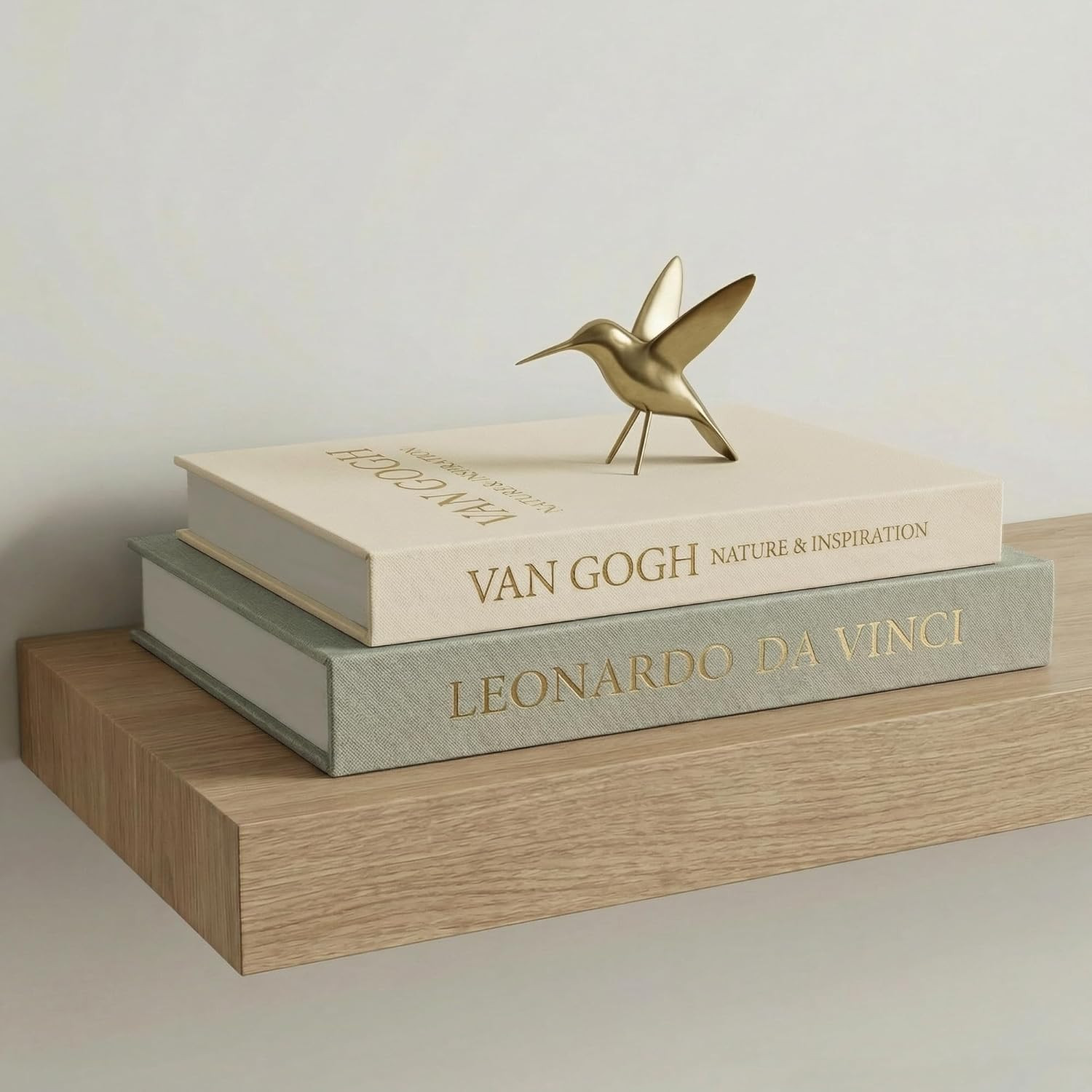 Aesthetic Decorative Books - Set of 2 Linen Boxes with Gold Lettering, Enhance Y