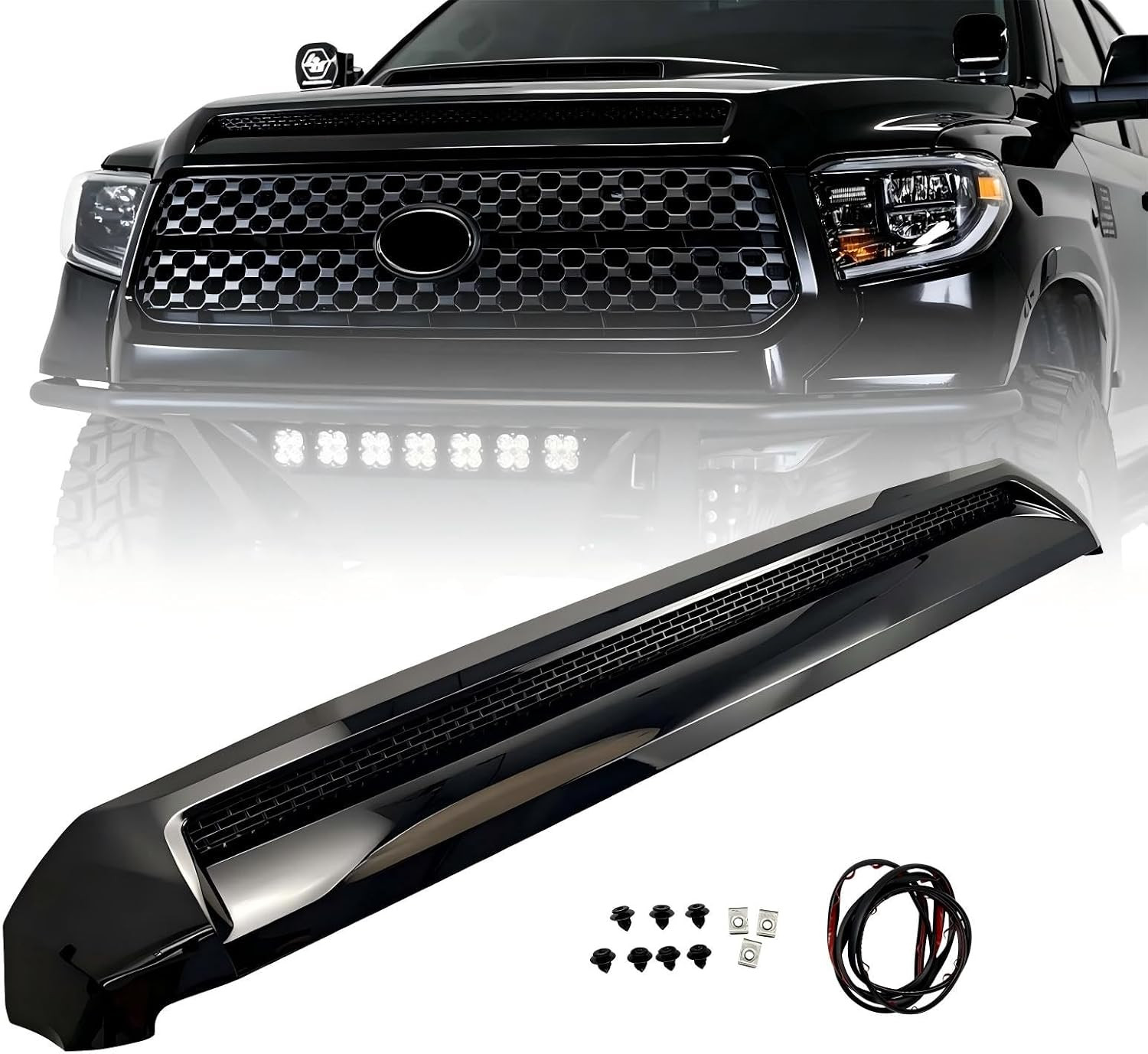 Front Upper Hood Bulge Molding Grille Trim Fit for Toyota Tundra 2014 2015 2016