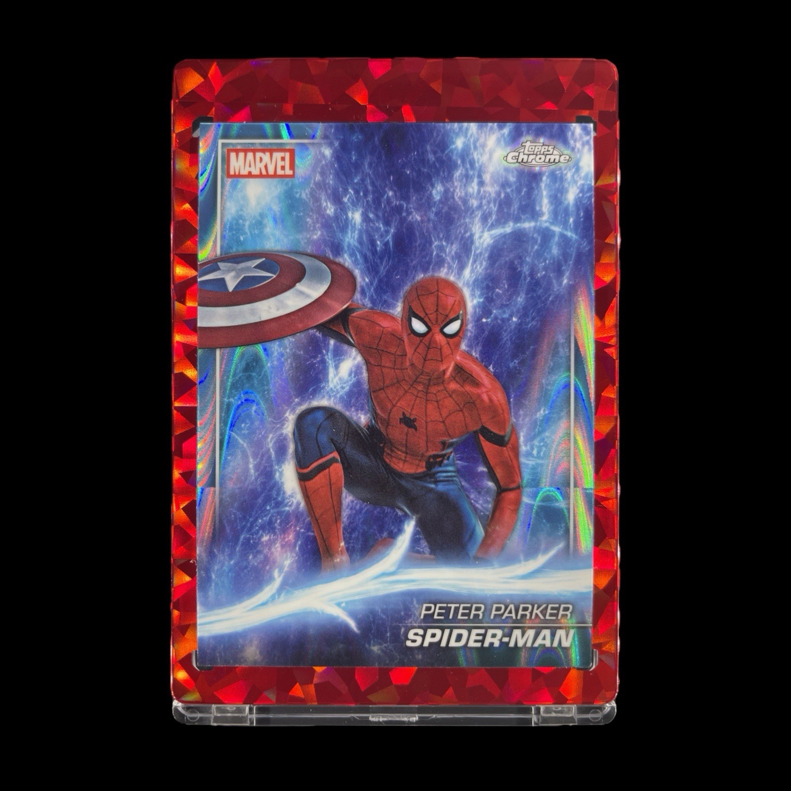 SPIDER-MAN RARE LIGHT BLUE RAYWAVE REFRACTOR CARD 2025 Topps Chrome - Marvel