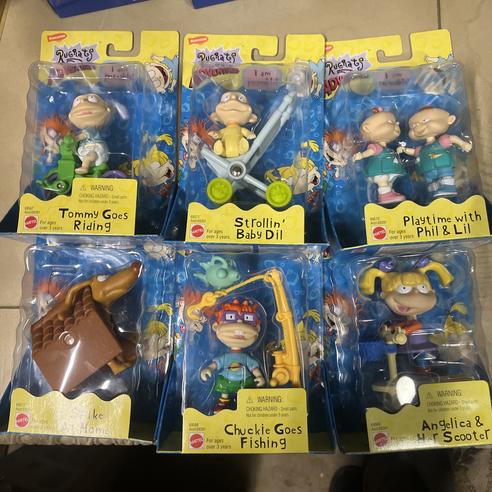 Complete Set Of Six Vintage Rugrats Adventures Posable Figures 1999 NIP