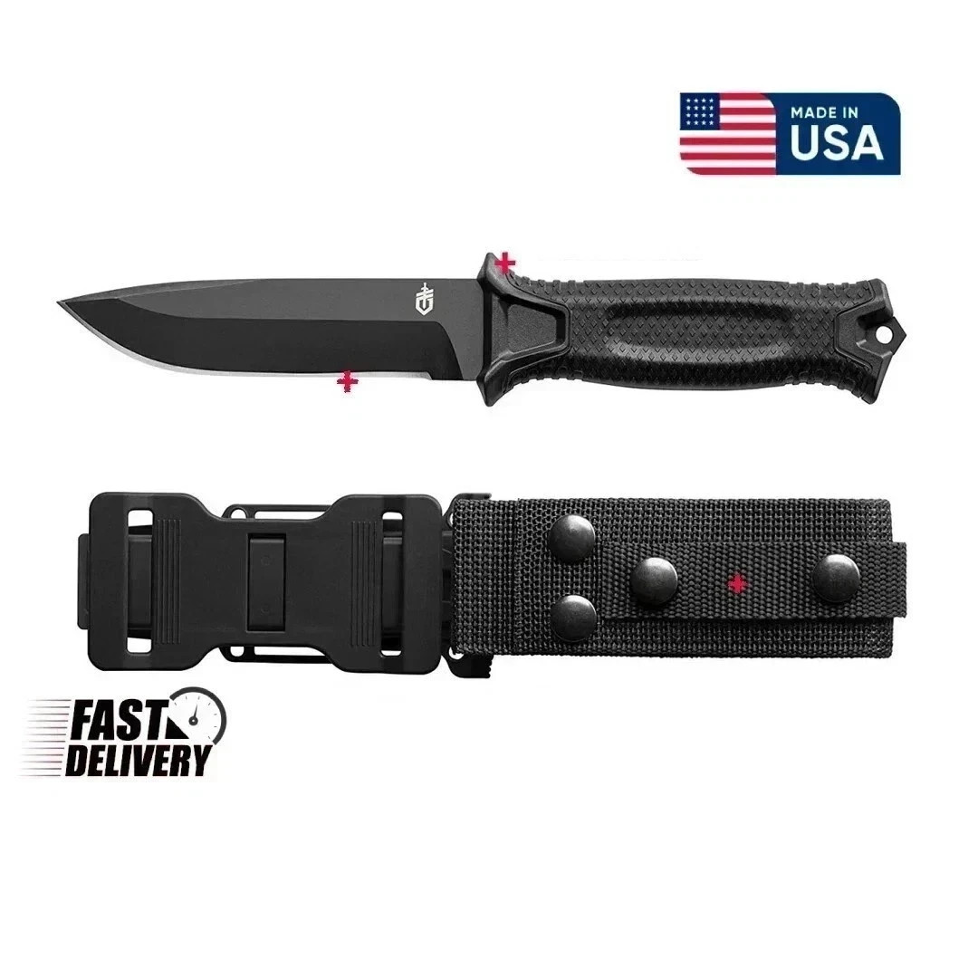 Gerber Gear StrongArm - Fixed Blade, Full Tang Knife - Black-Free Shipping