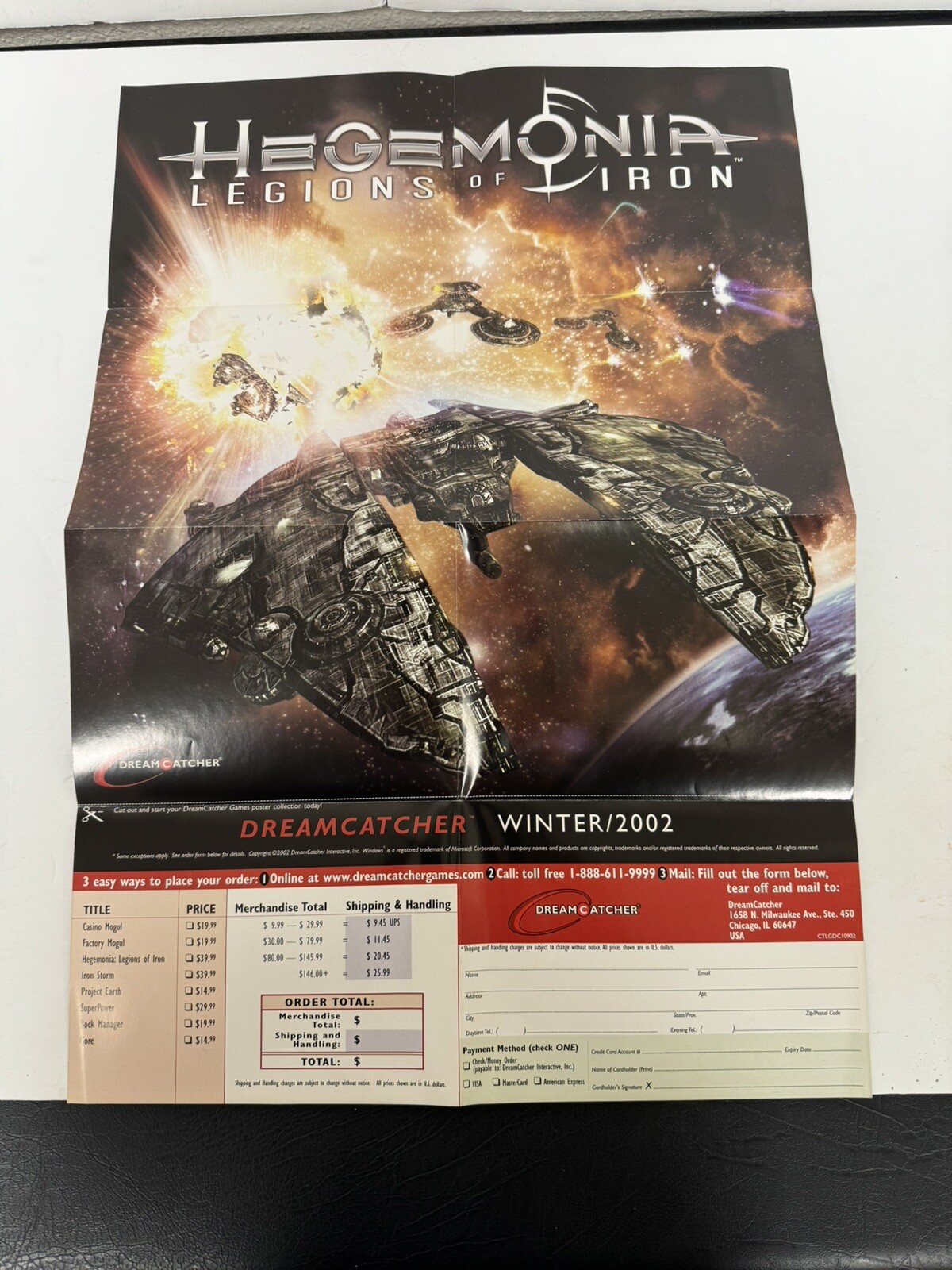 Hegemonia Legions Of Iron Promo Poster Double Sided Dream Catcher 2002 Folded