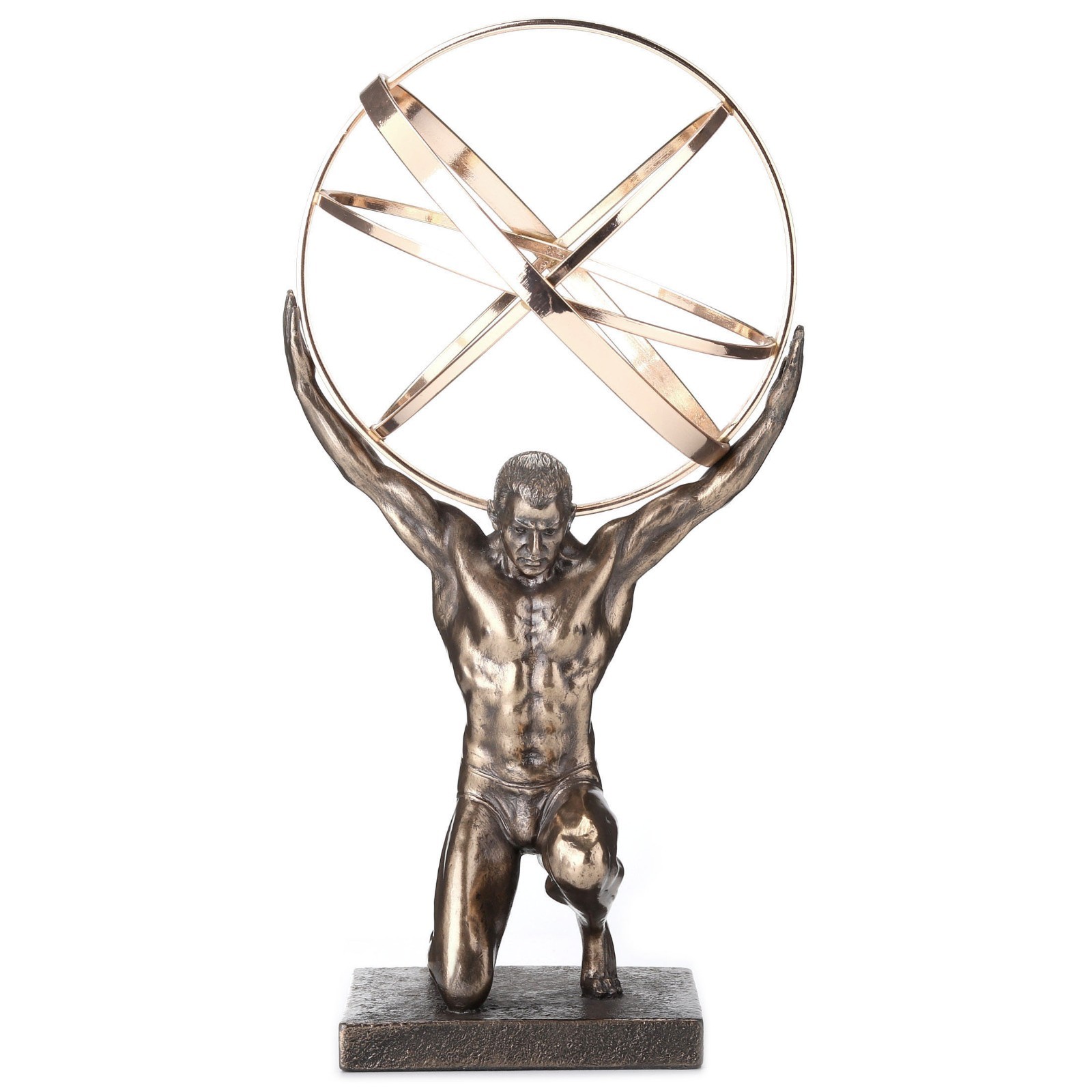 Veronese Design Bronze and Gold Finish Atlas Carrying Celestial Sphere Statue