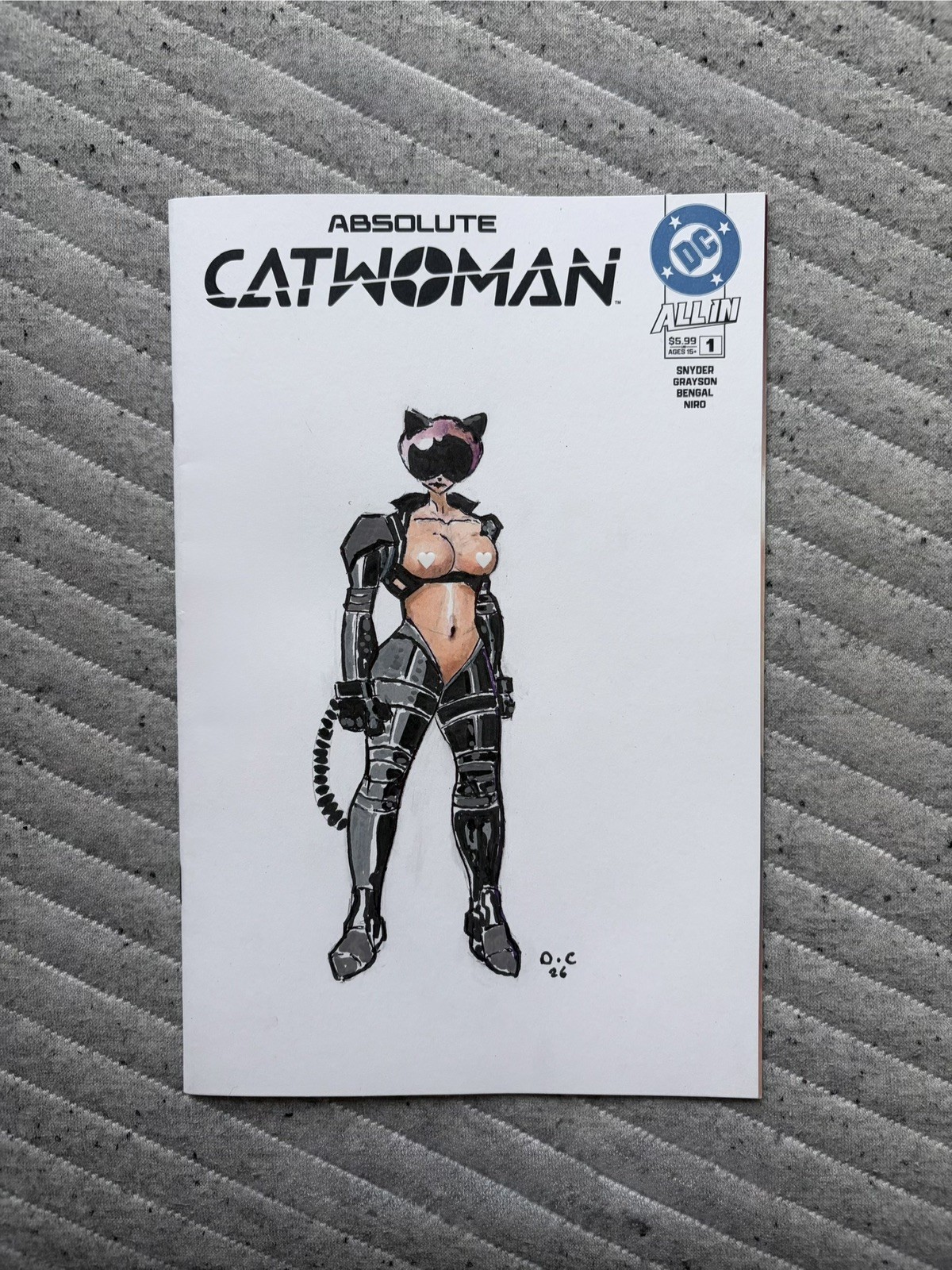 DC Absolute Catwoman #1 BLANK Sketch Cover Variant custom art  drawing signed