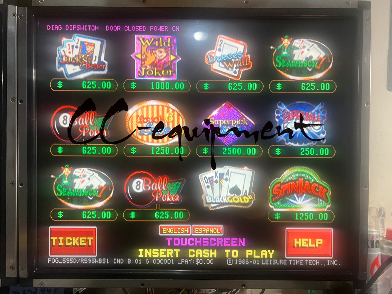 POT- O- GOLD  595D/WBS1 SOFTWARES VERSION   FOR THE BOARDS T340+ English&Spanish