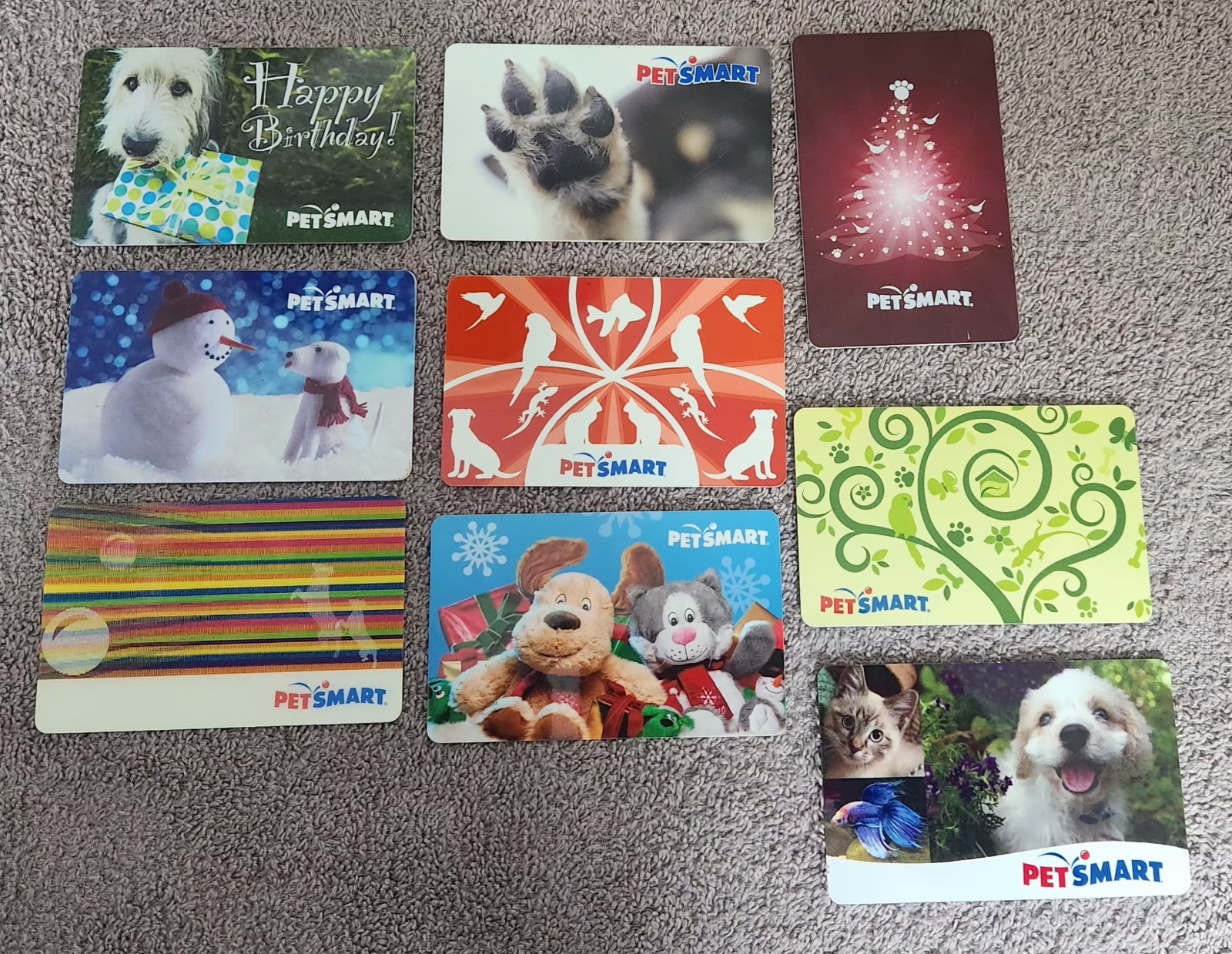 9 COLLECTIBLE PETSMART GIFT CARDS FROM 2010  $0