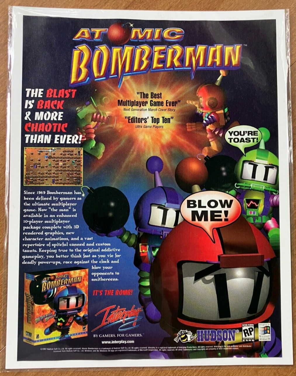 Atomic Bomberman - Vintage Original Gaming Print Ad / Poster / Wall Art - CLEAN