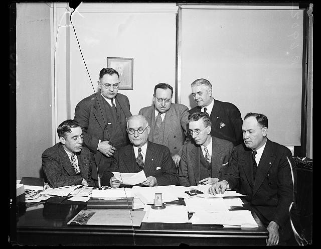 New York City NY 1930s United Textile Workers Committee Meeting Men at Desk