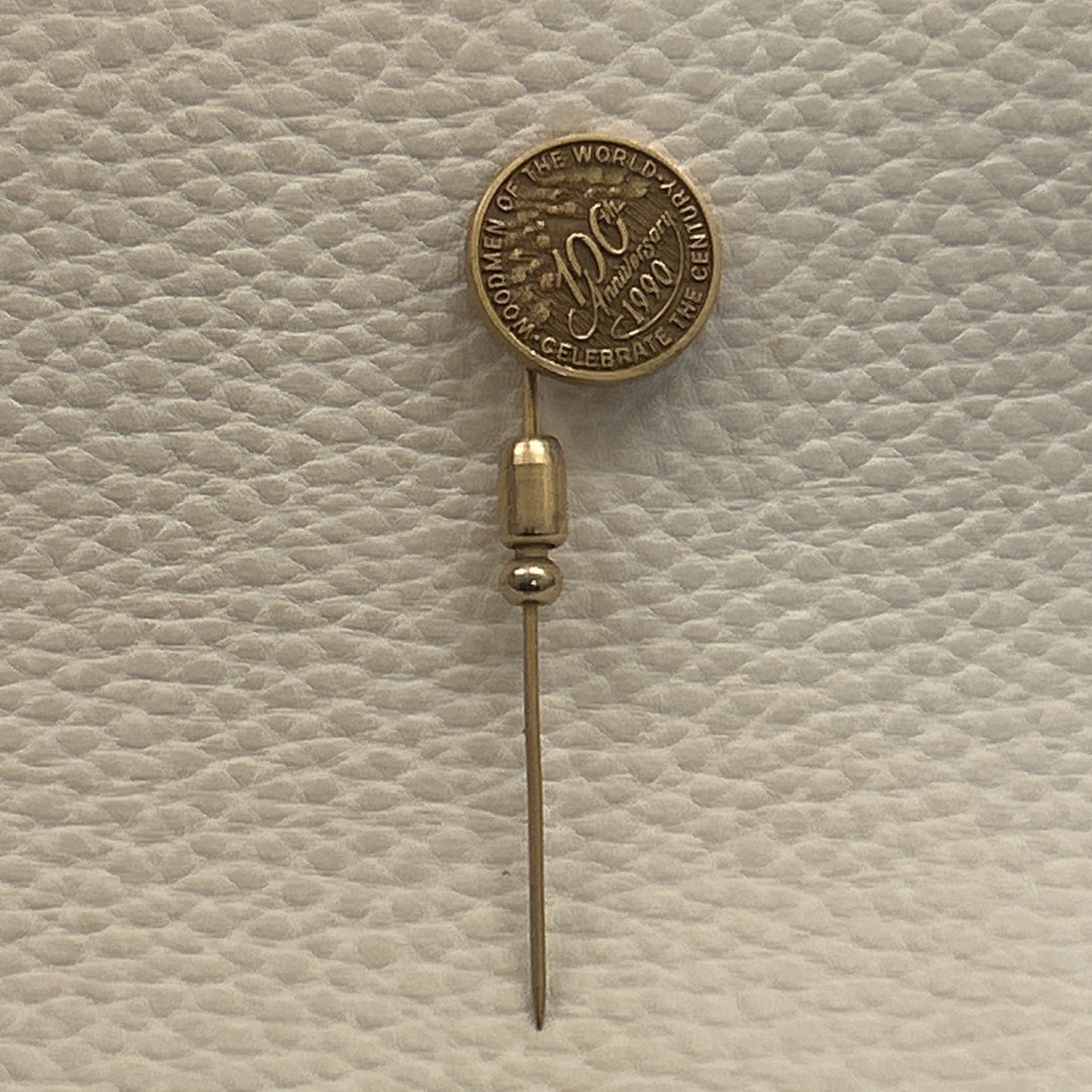 Woodmen of the World Fraternal 100 Year Anniversary WOW Gold Filled Stick Pin 2”