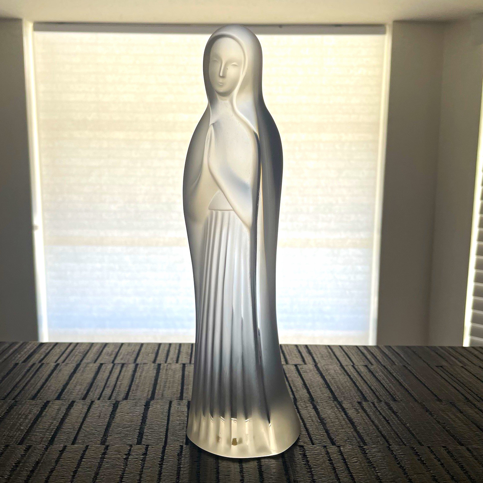 Lalique Crystal Virgin Mary Frosted Figurine Statue Christian Decor France